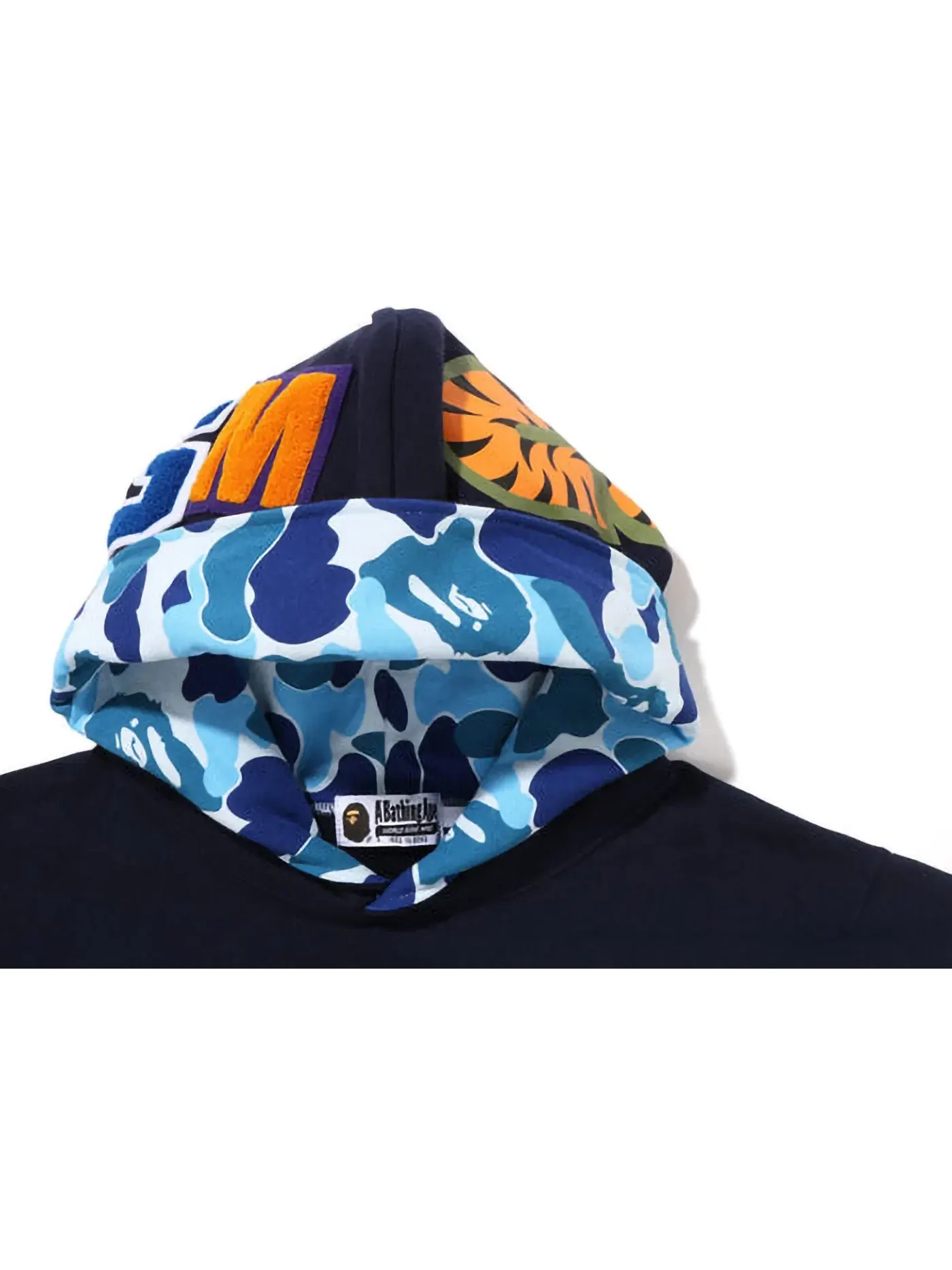 Мужская худи с принтом Shark Pullover Inside Camo BAPE — изображение 3 из 3, темно-синий