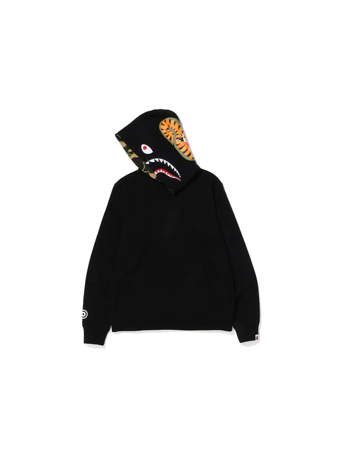 Мужской худи с принтом BAPE Shark Pullover Inside Camo Hoodie — изображение 2 из 3, черный зеленый