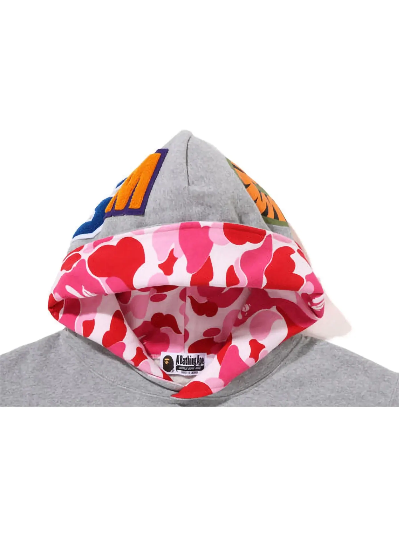 Мужской худи с камуфляжным принтом BAPE — изображение 3 из 3, серый розовый
