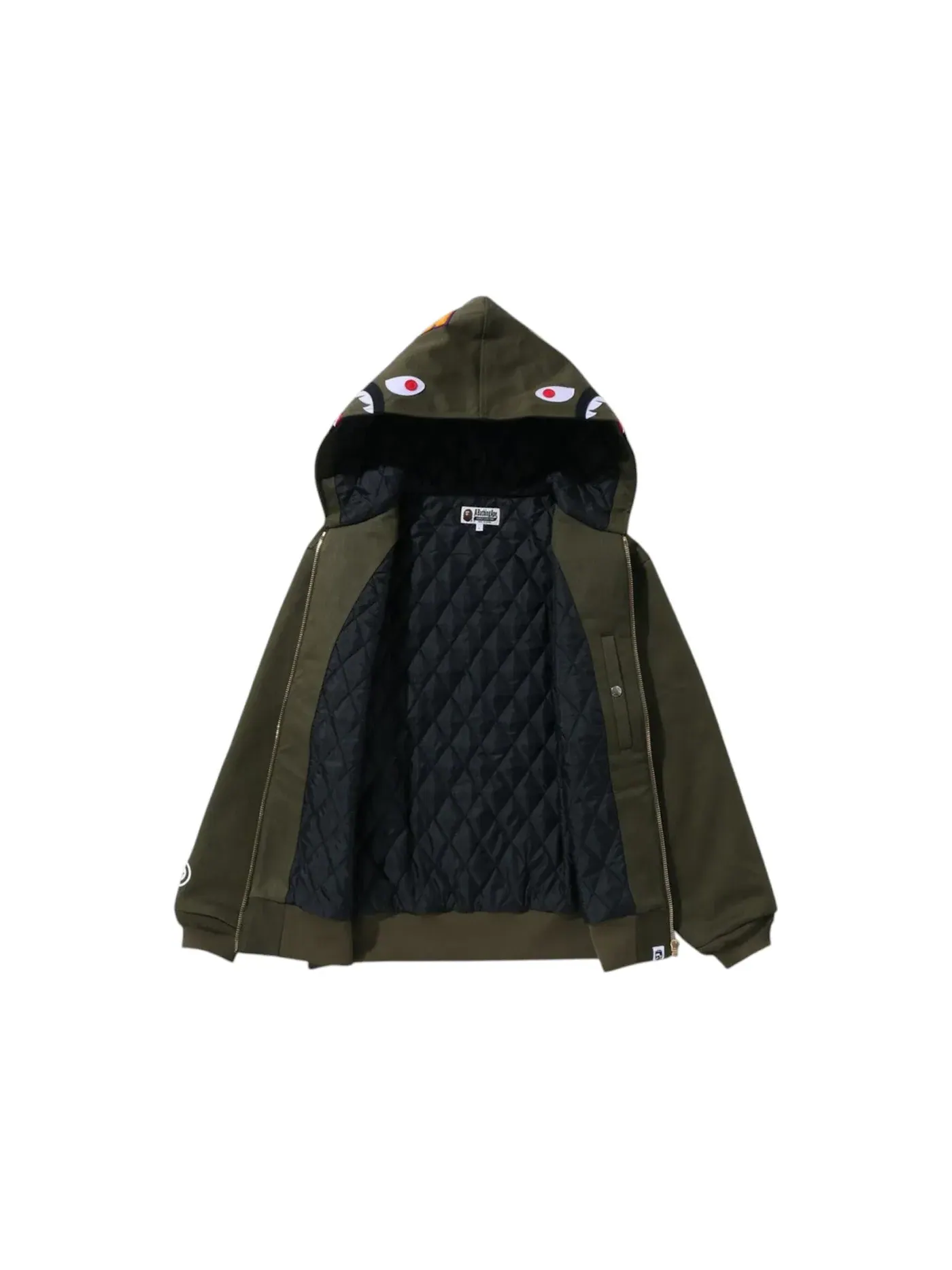 Мужская куртка-худи с принтом Shark Work BAPE, Olivedrab — изображение 2 из 2