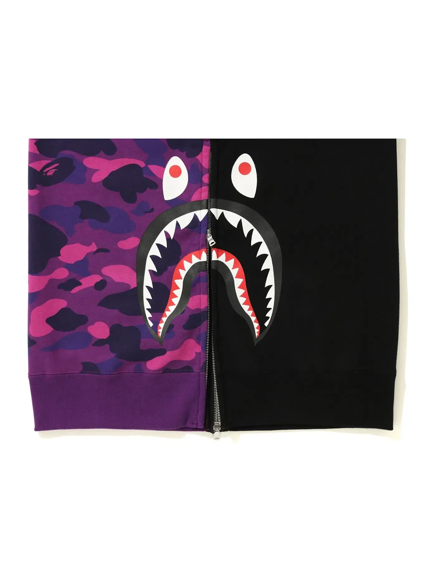Мужской худи с принтом BAPE Side Zip Shark Wide Pullover — изображение 3 из 3, черный/фиолетовый