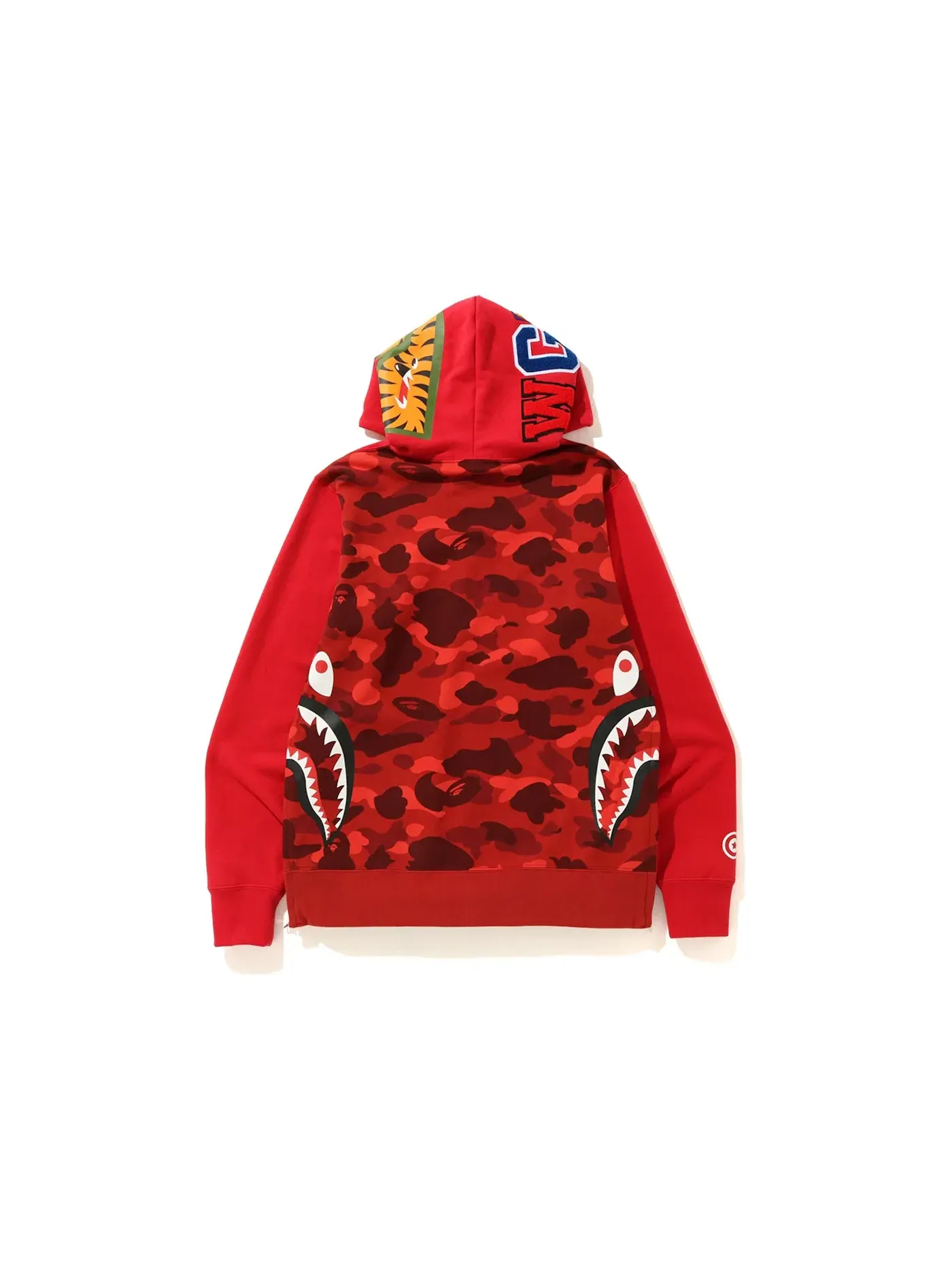Мужской пуловер-худи с молнией с принтом Shark Wide BAPE — изображение 2 из 3, красный/красный