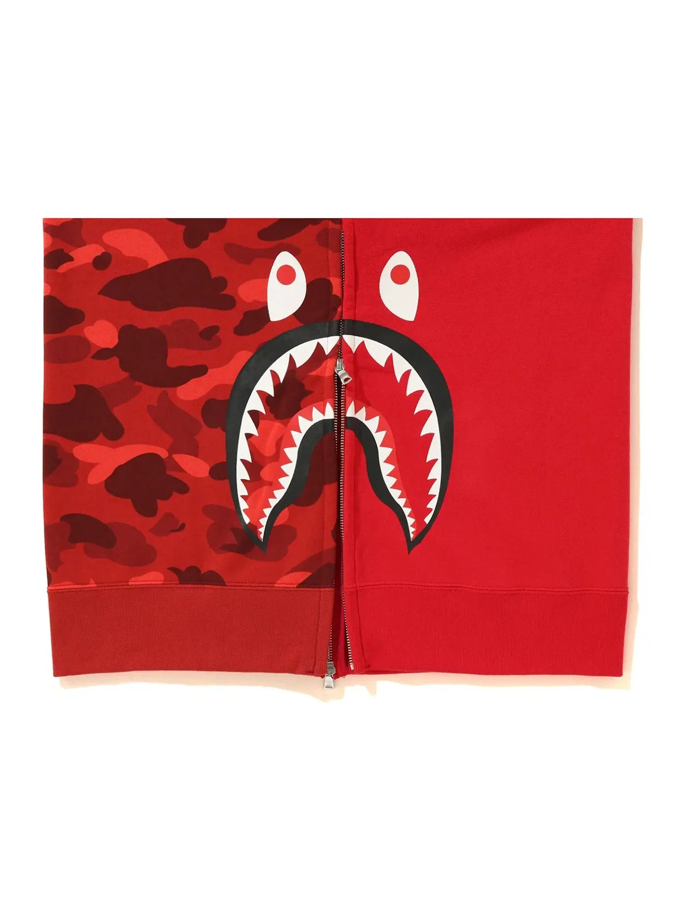 Мужской пуловер-худи с молнией с принтом Shark Wide BAPE — изображение 3 из 3, красный/красный