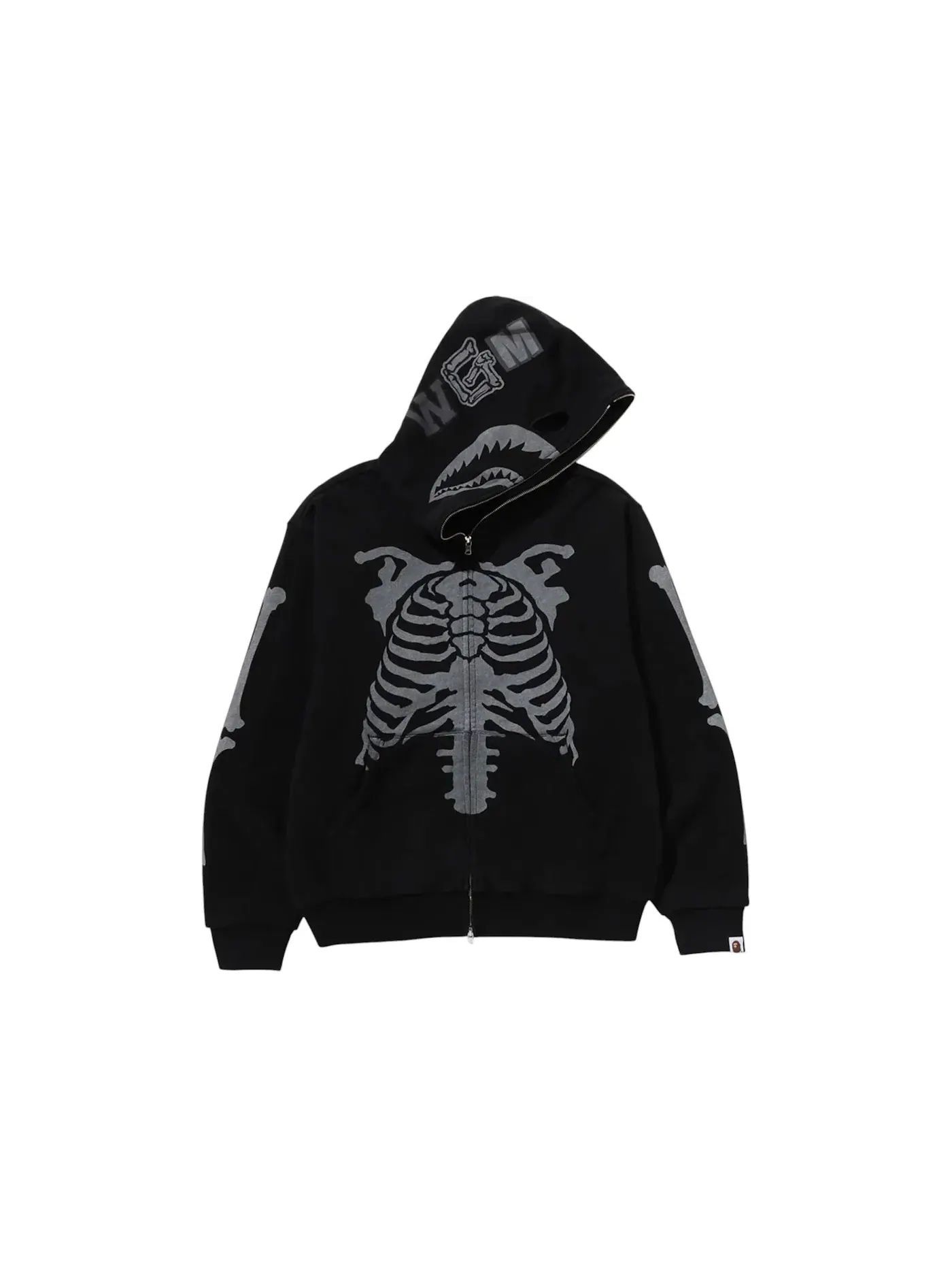 Мужская худи с принтом Skeleton Shark BAPE — изображение 1 из 2, черный