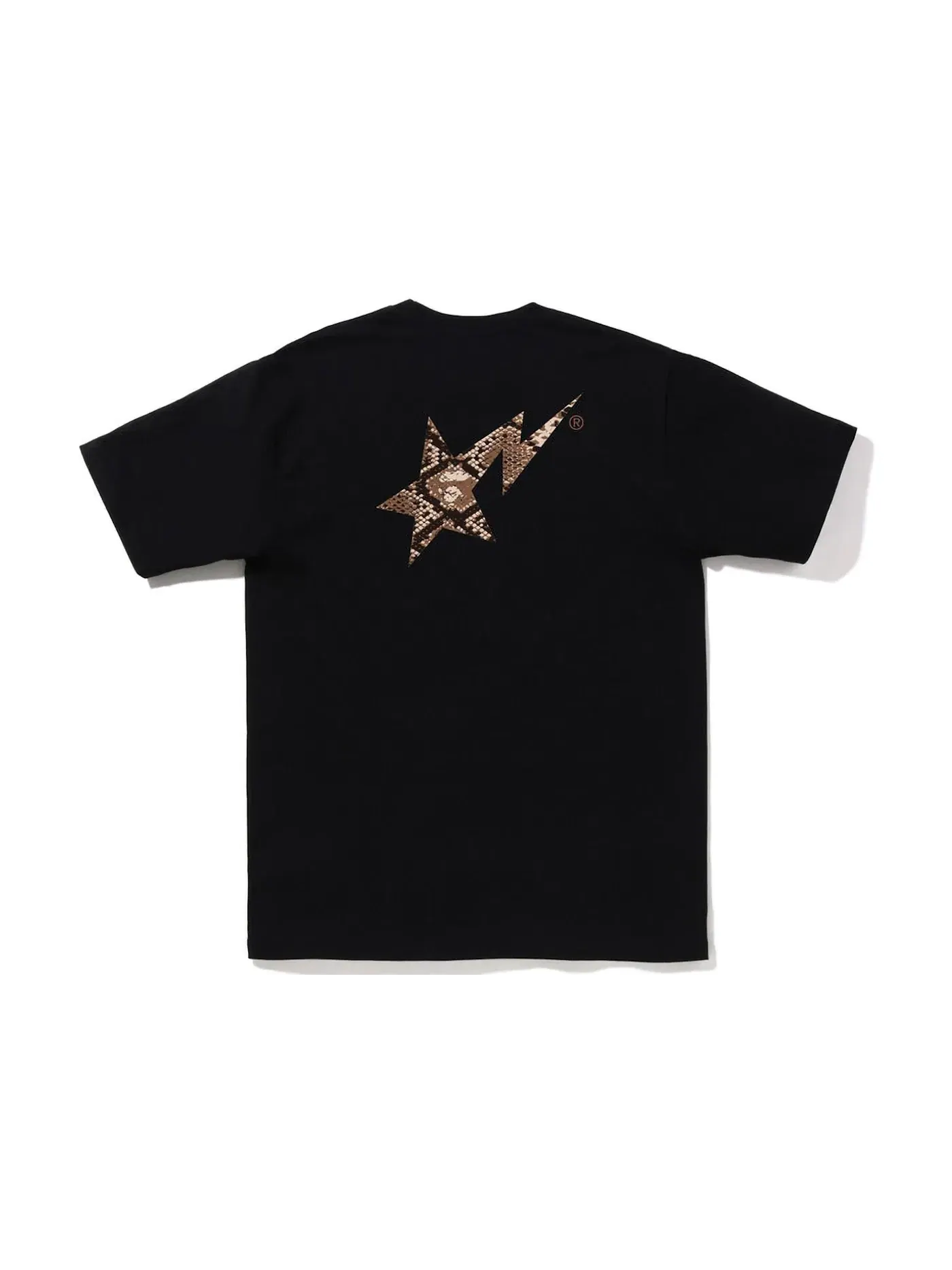 Мужская футболка с принтом BAPE Snake BAPE Sta Logo Tee — изображение 2 из 2, черный бежевый