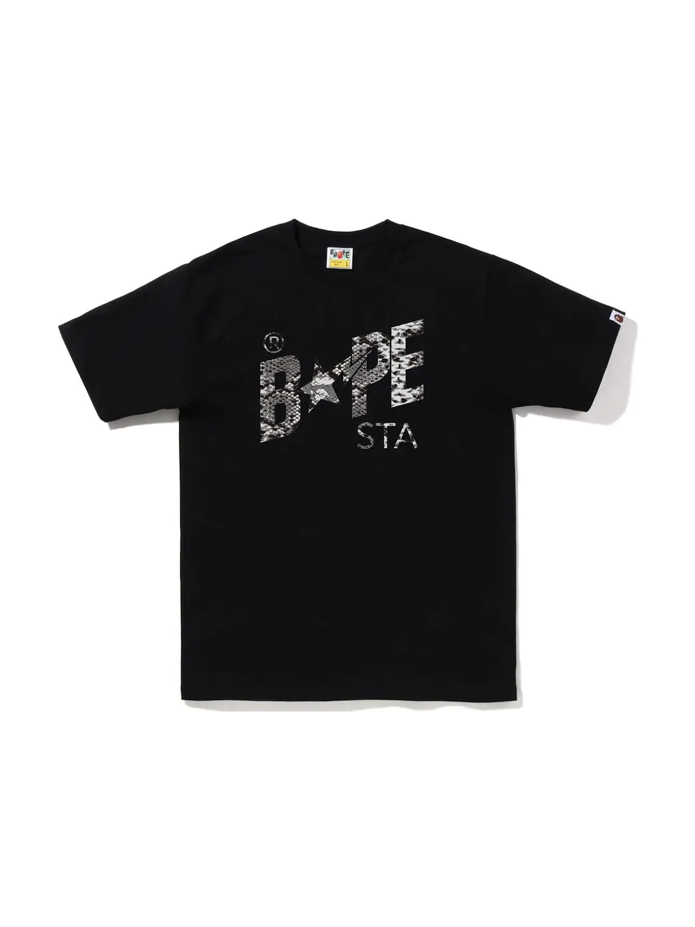 Мужская футболка с принтом BAPE Snake BAPE Sta Logo Tee — изображение 1 из 2, черный серый
