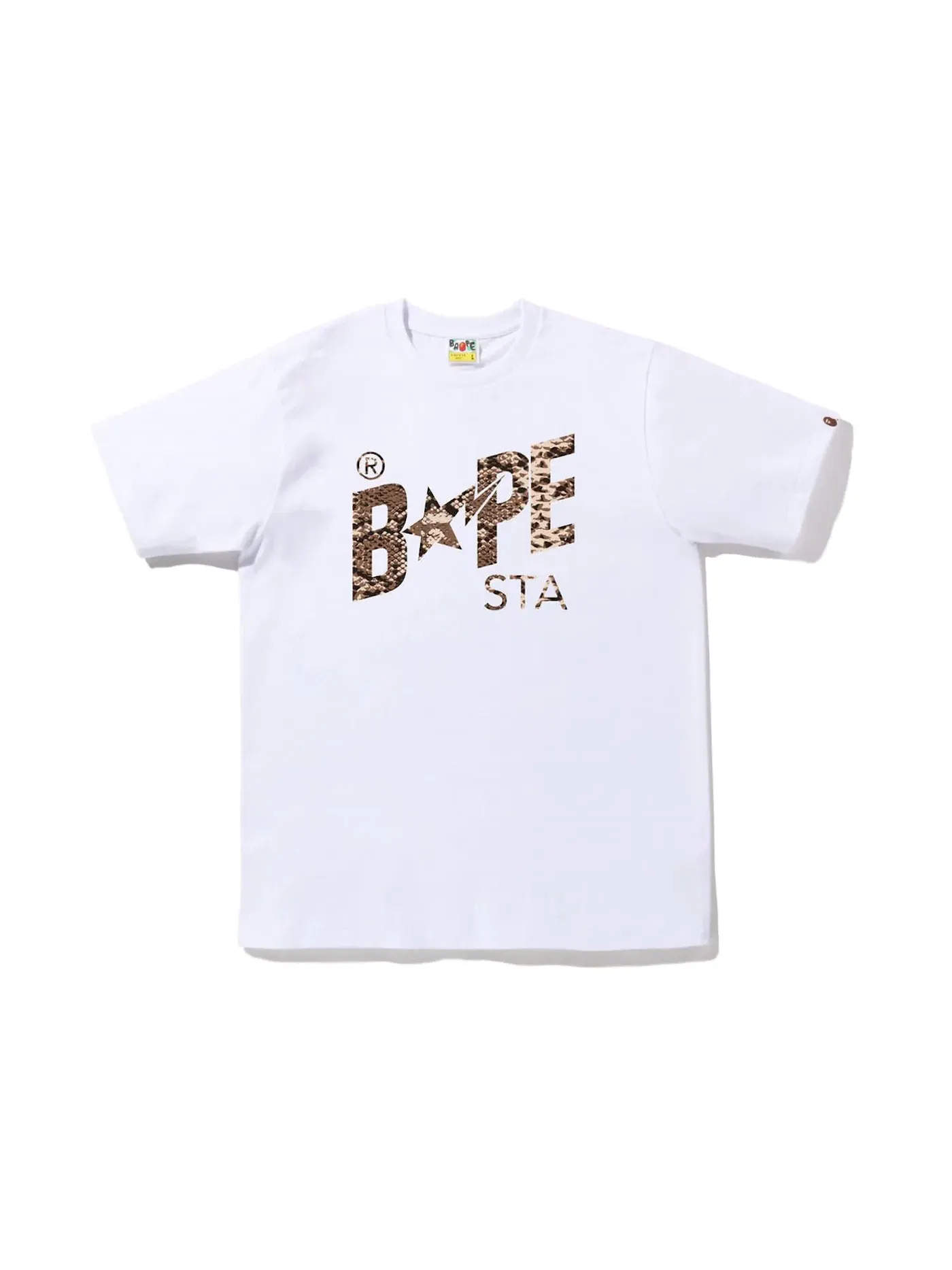 Мужская футболка с принтом BAPE Snake BAPE Sta Logo Tee — изображение 1 из 2, белый бежевый