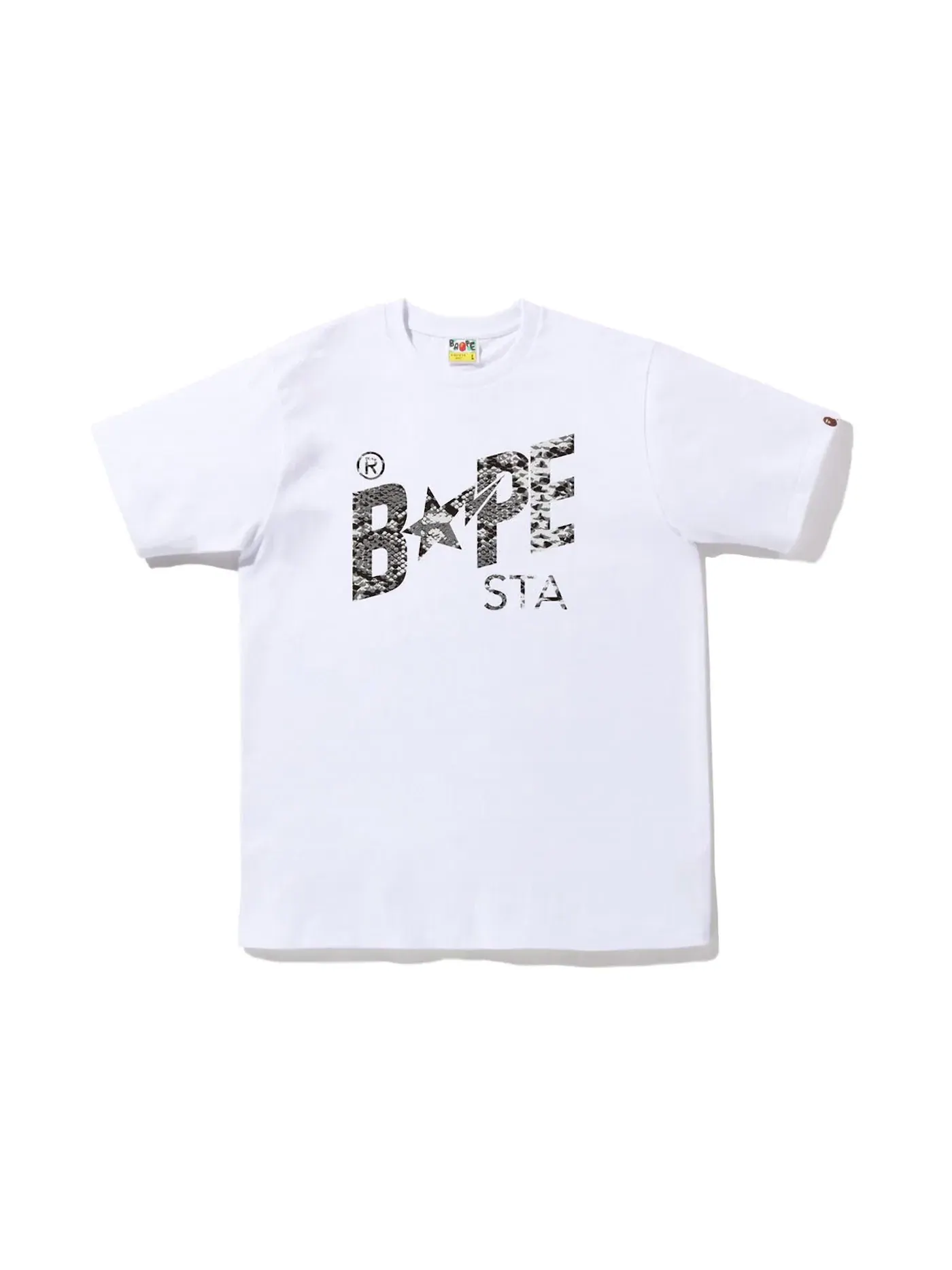Мужская футболка с принтом BAPE Snake BAPE Sta Logo Tee BAPE — изображение 1 из 2, белый серый