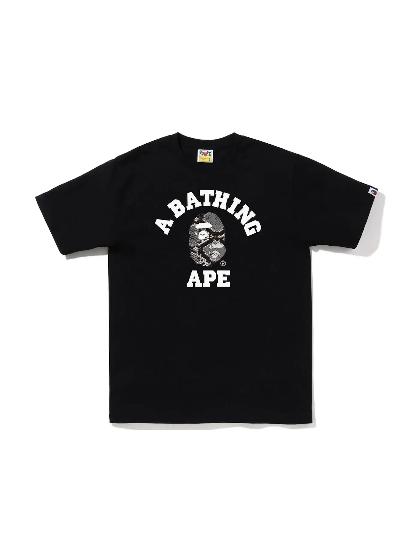 Мужская футболка с принтом Snake College Tee BAPE — изображение 1 из 1, черный серый
