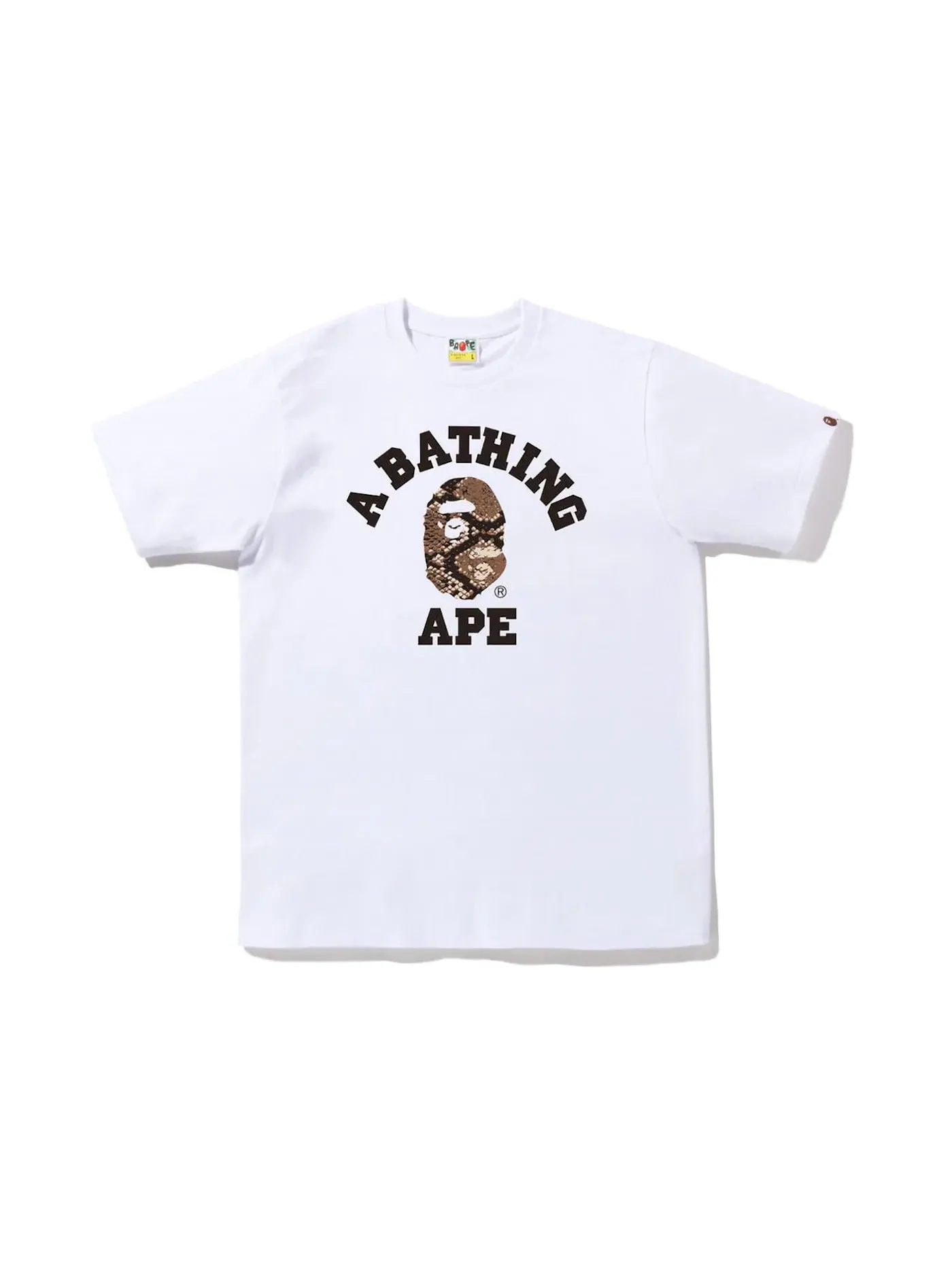 Мужская футболка с принтом BAPE Snake College Tee BAPE — изображение 1 из 1, белый бежевый