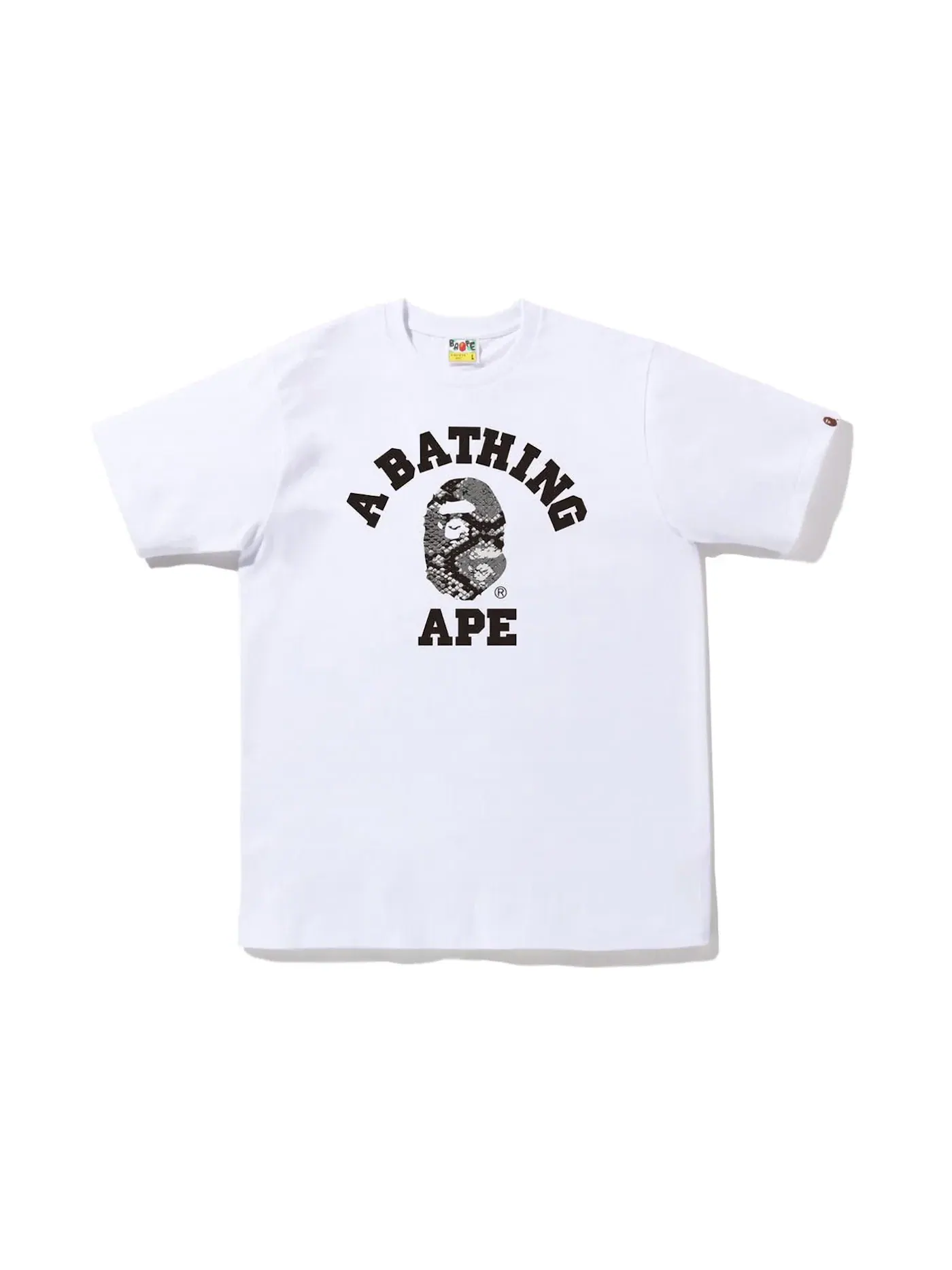 Мужская футболка с принтом BAPE Snake College Tee — изображение 1 из 1, белый серый