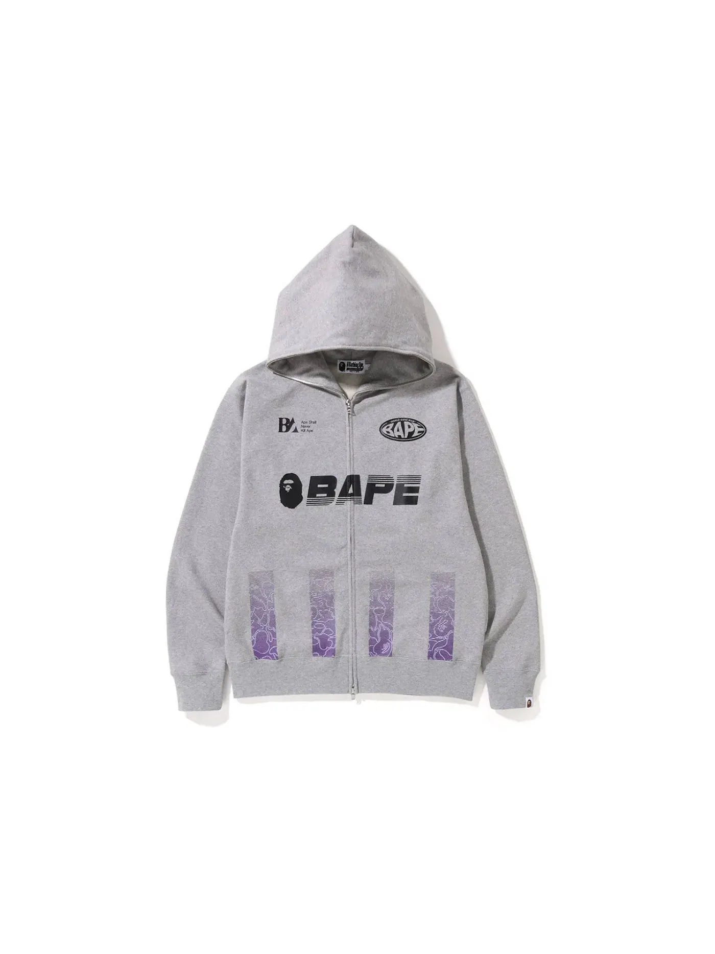 Мужская худи с принтом Soccer Game Graphic Relaxed Fit Full Zip BAPE — изображение 1 из 2, серый