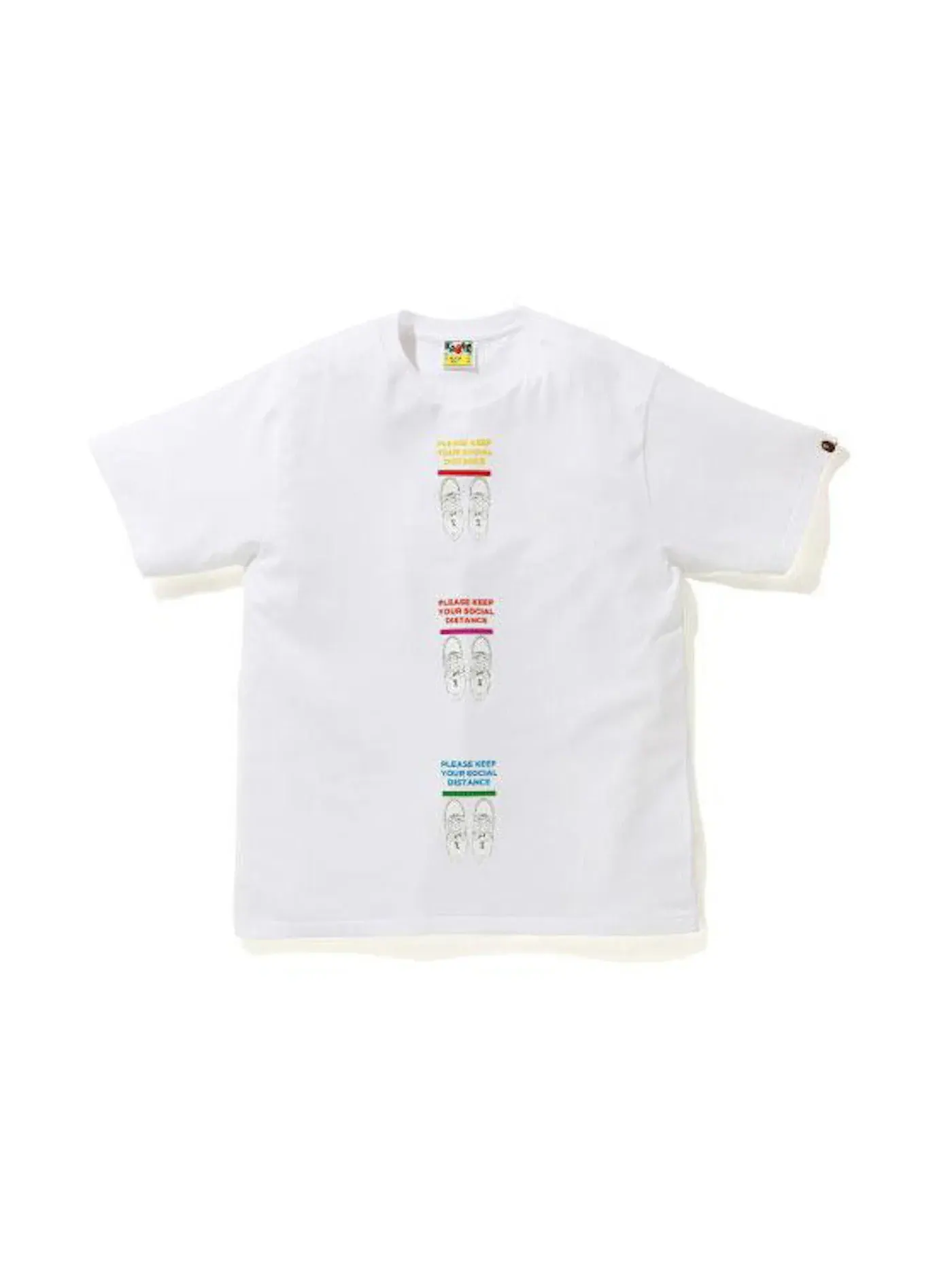Мужская футболка с принтом BAPE SOCIAL DISTANCE STA Tee — изображение 1 из 2, белый