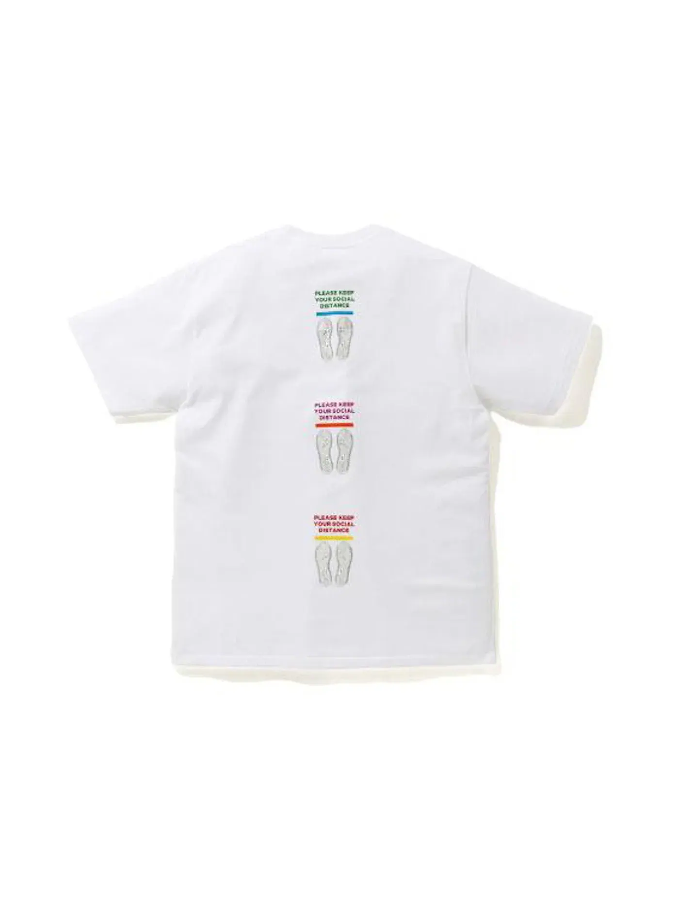 Мужская футболка с принтом BAPE SOCIAL DISTANCE STA Tee — изображение 2 из 2, белый