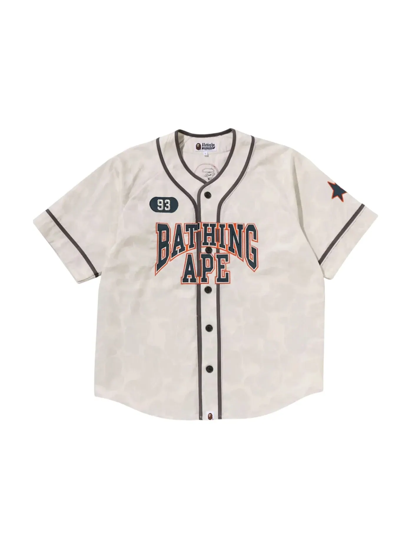 Мужская футболка с принтом BAPE Solid Camo Multi Logo Baseball SS Shirt — изображение 1 из 2, белый