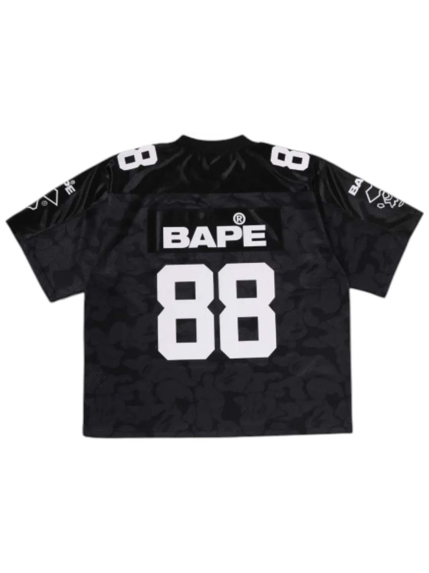 Мужская футболка свободного кроя с принтом BAPE Solid Camo Multi Logo Relaxed Fit Football Jersey T-shirt, черный