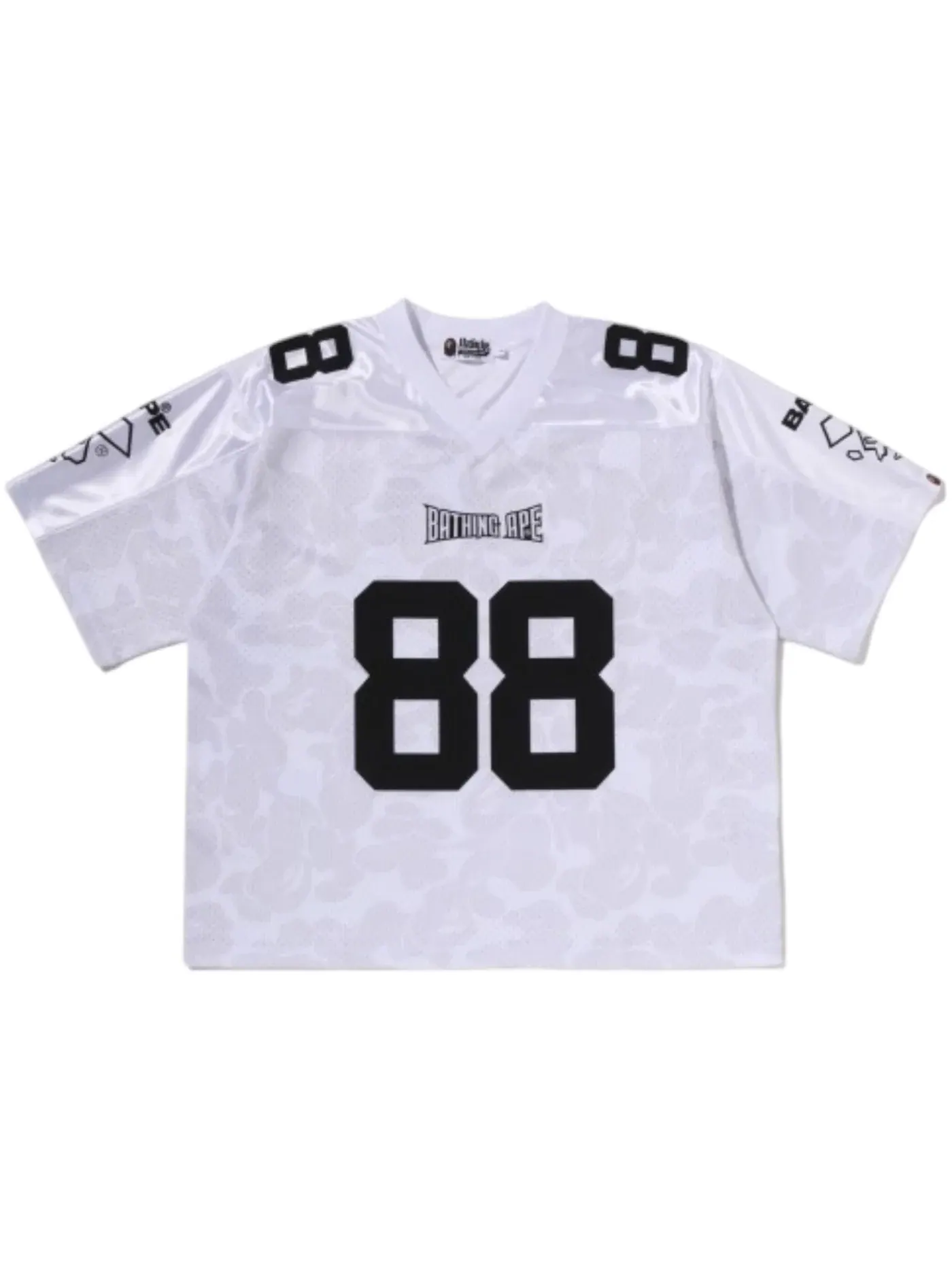Мужская футболка свободного кроя с принтом BAPE Solid Camo Multi Logo Relaxed Fit Football Jersey T-shirt, белый