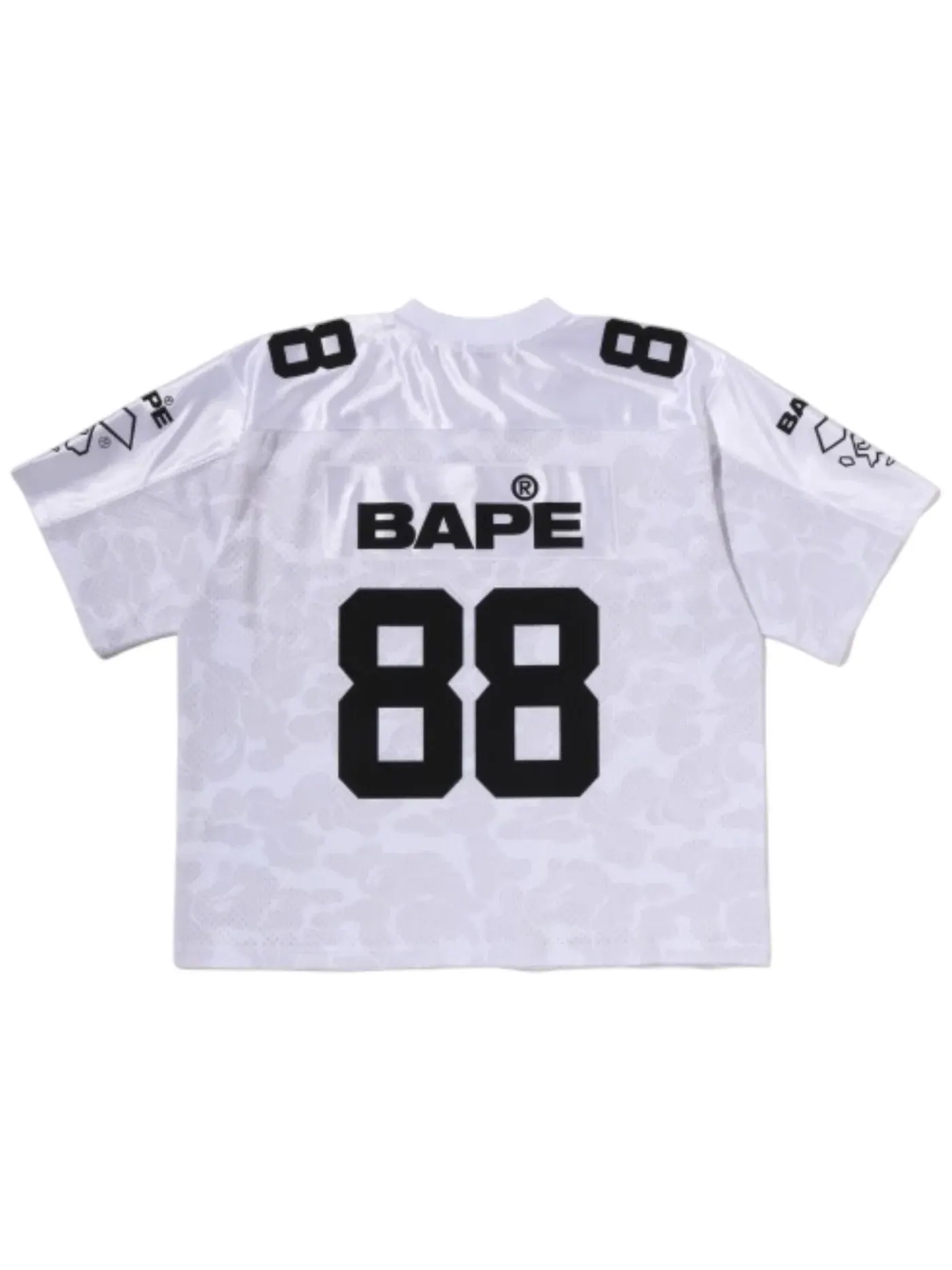 Мужская футболка свободного кроя с принтом BAPE Solid Camo Multi Logo Relaxed Fit Football Jersey T-shirt, белый