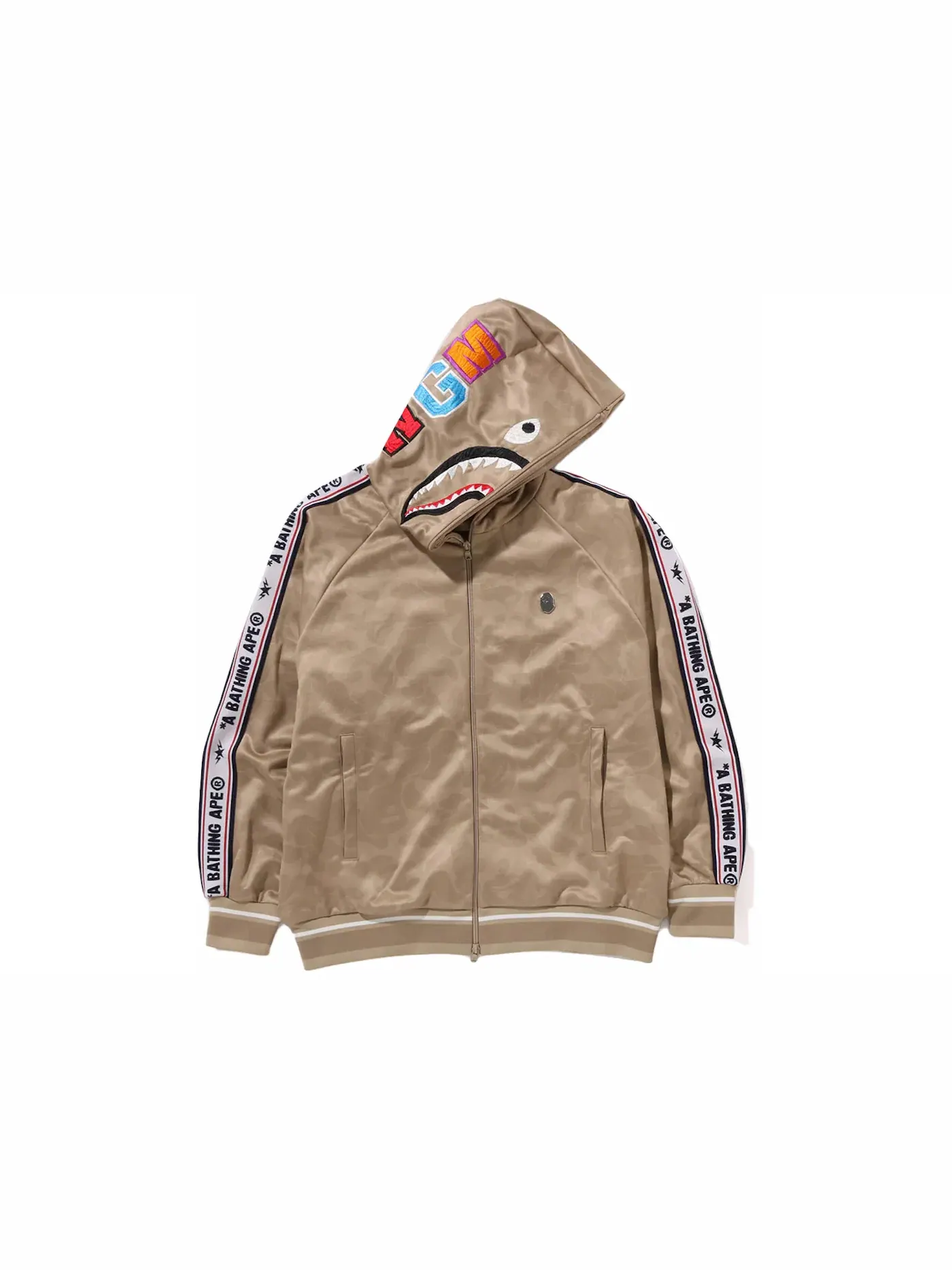 Мужская худи свободного кроя с принтом BAPE Solid Camo Relaxed Fit Shark Full Zip Beige — изображение 1 из 2