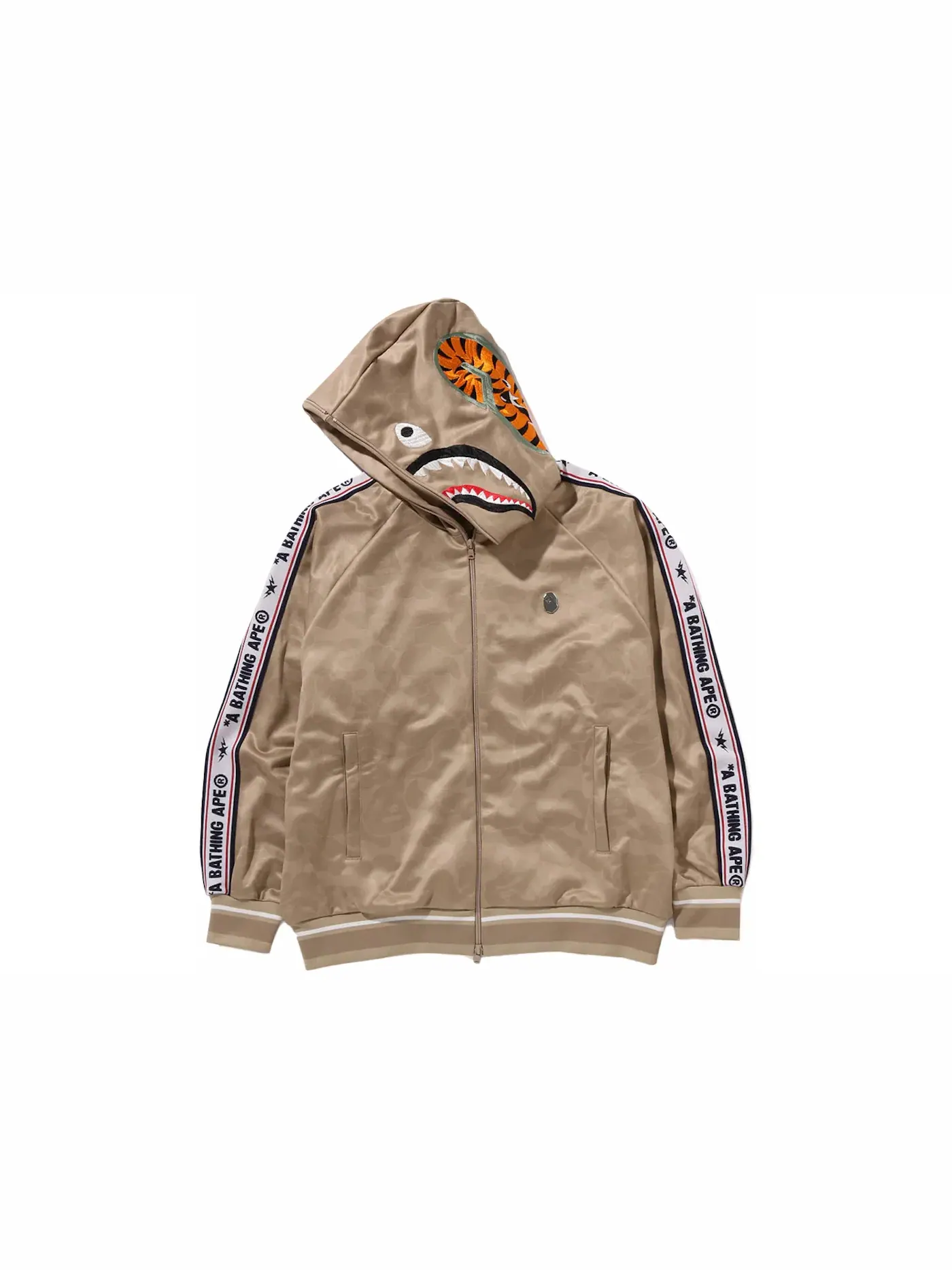 Мужская худи свободного кроя с принтом BAPE Solid Camo Relaxed Fit Shark Full Zip Beige — изображение 2 из 2