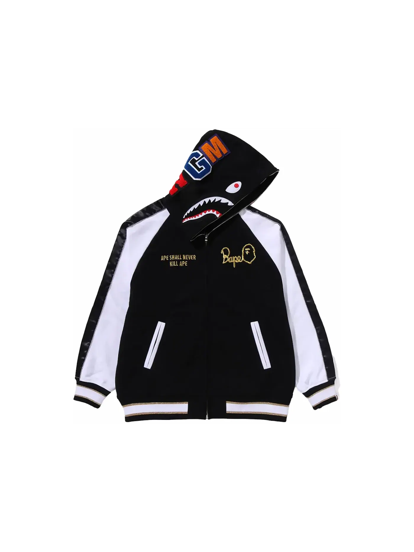 Мужская худи с принтом BAPE Souvenir Shark Zip Black — изображение 1 из 3