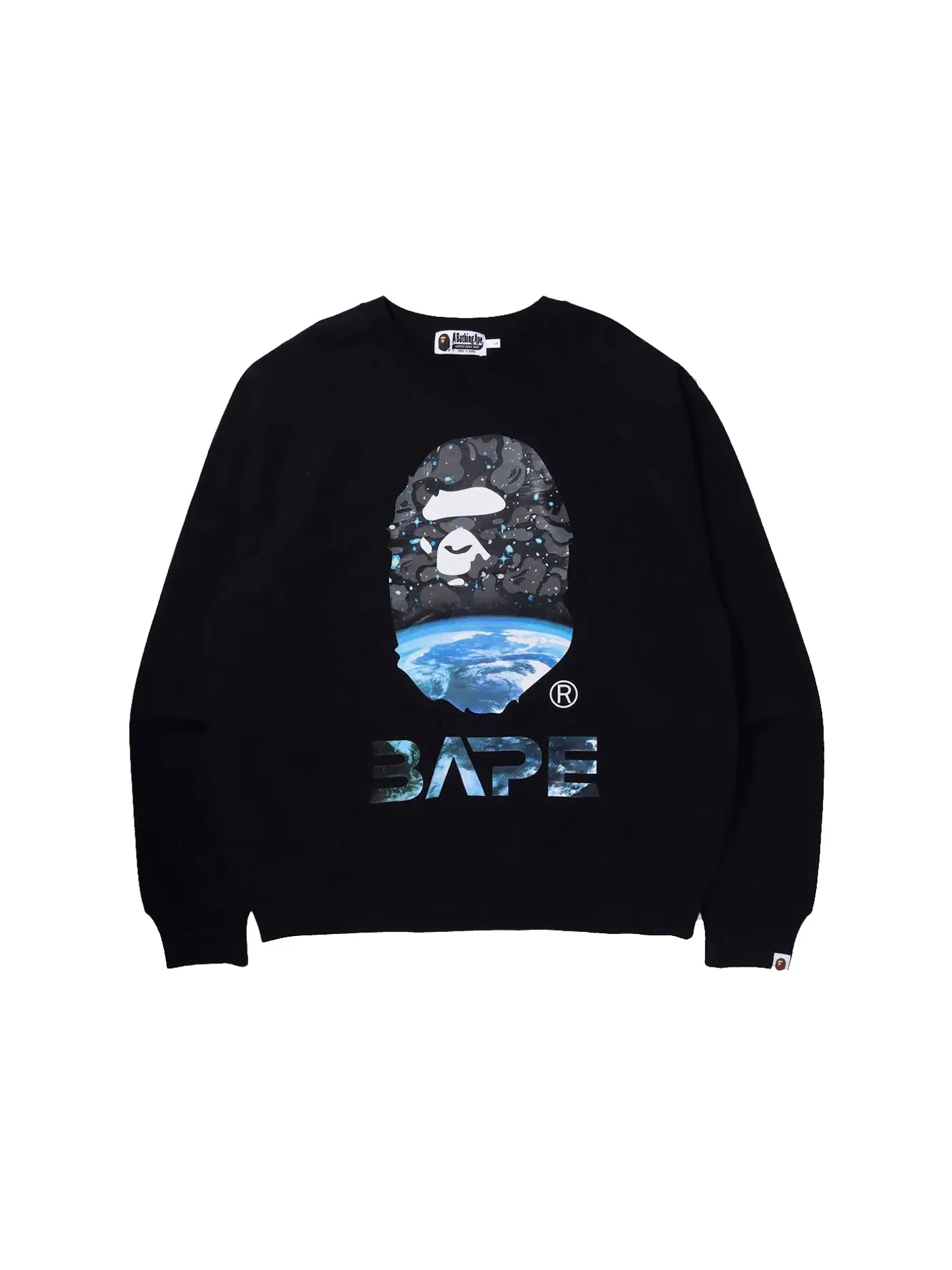 Мужской свитшот свободного кроя с принтом BAPE Space Camo Ape Head BAPE — изображение 1 из 1, черный