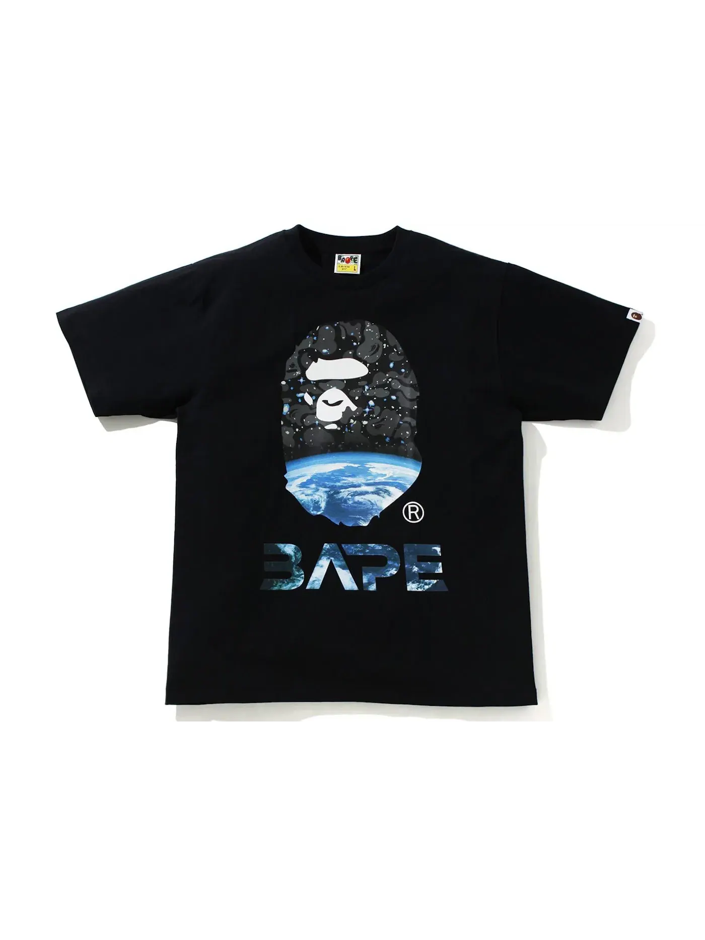 Мужская футболка с принтом BAPE Space Camo Ape Head Tee BAPE — изображение 1 из 1, черный
