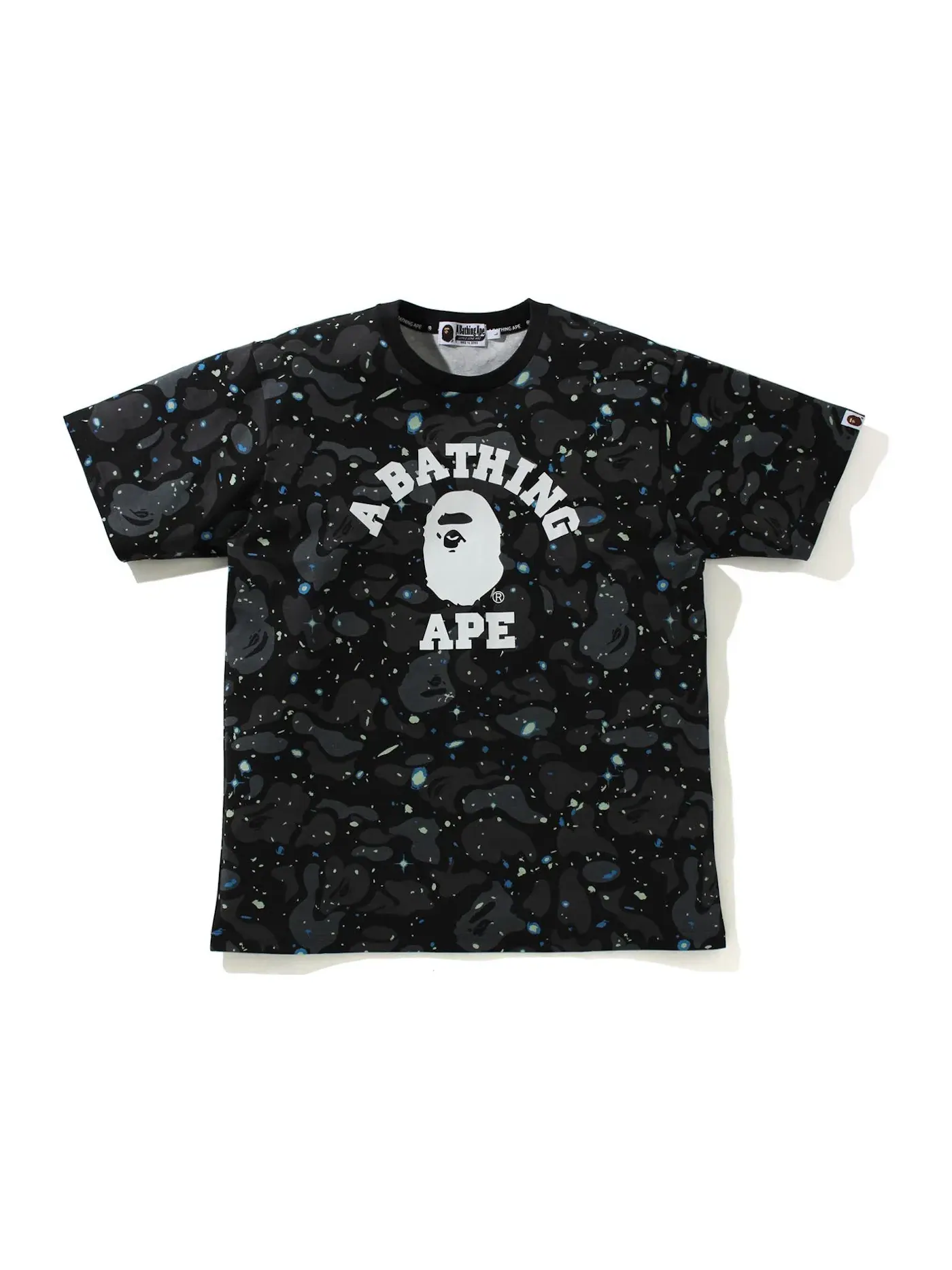 Мужская футболка с принтом BAPE Space Camo College Tee (SS21) BAPE — изображение 1 из 1, черный
