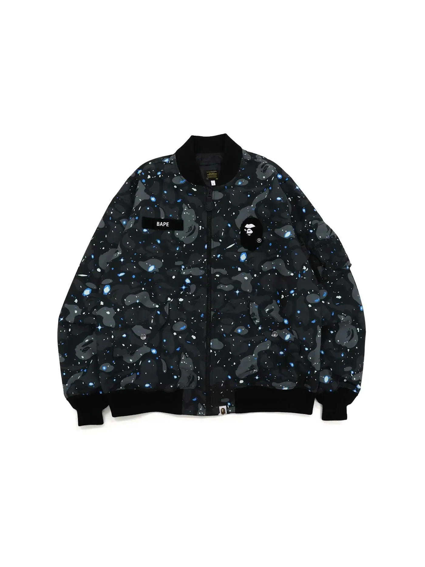 Мужская куртка-бомбер свободного кроя Space Camo BAPE — изображение 1 из 1, черный