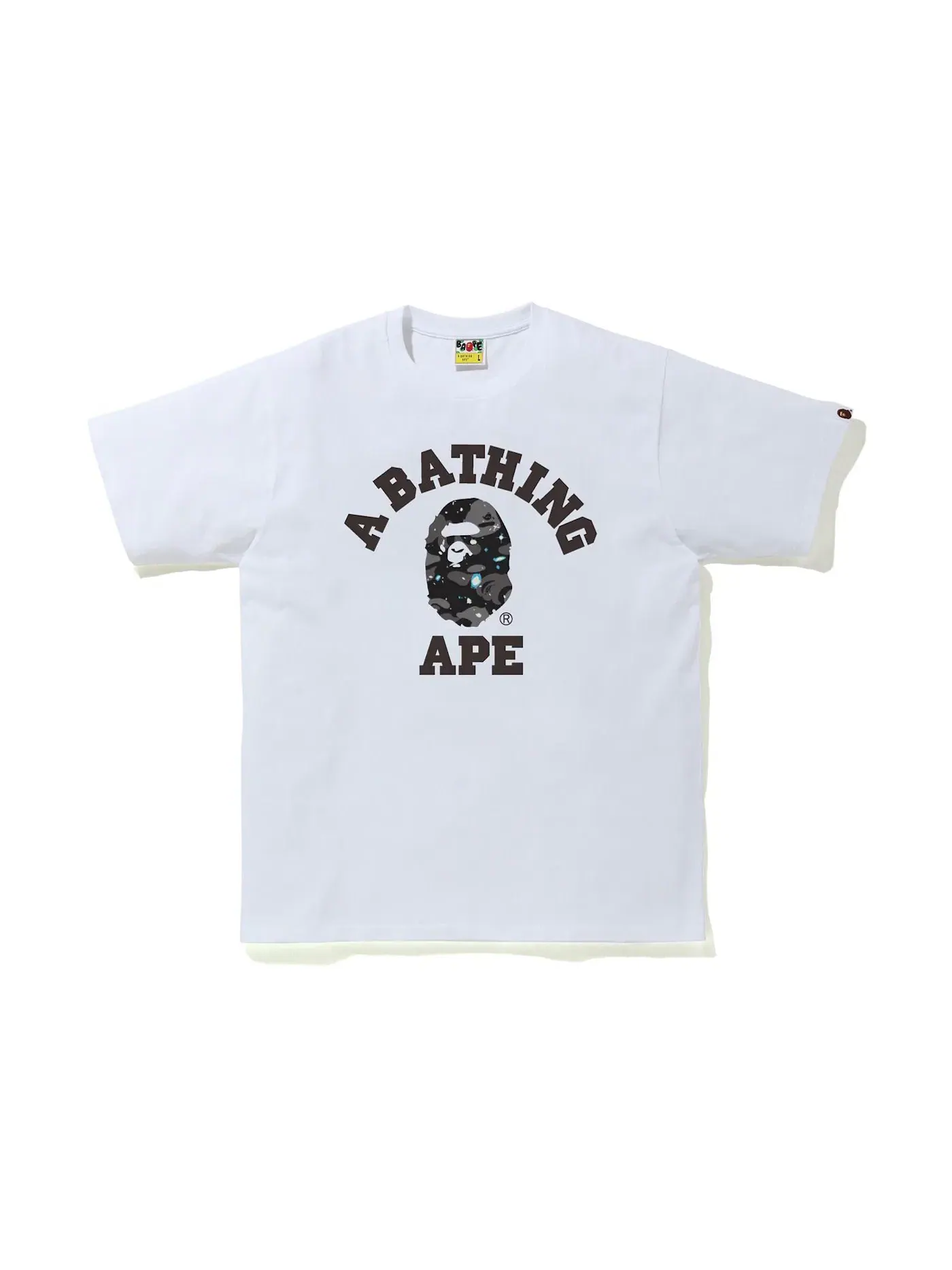 Мужская футболка с принтом BAPE Space Camo Print College Tee BAPE — изображение 1 из 1, белый