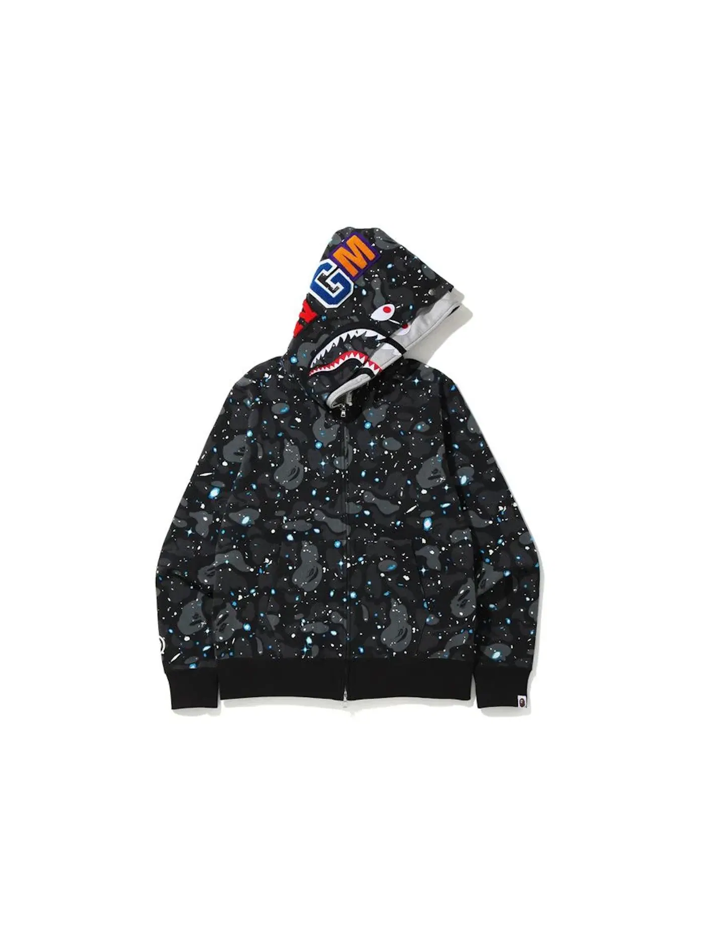 Мужская худи с принтом Space Camo Shark BAPE — изображение 1 из 2, черный мульти