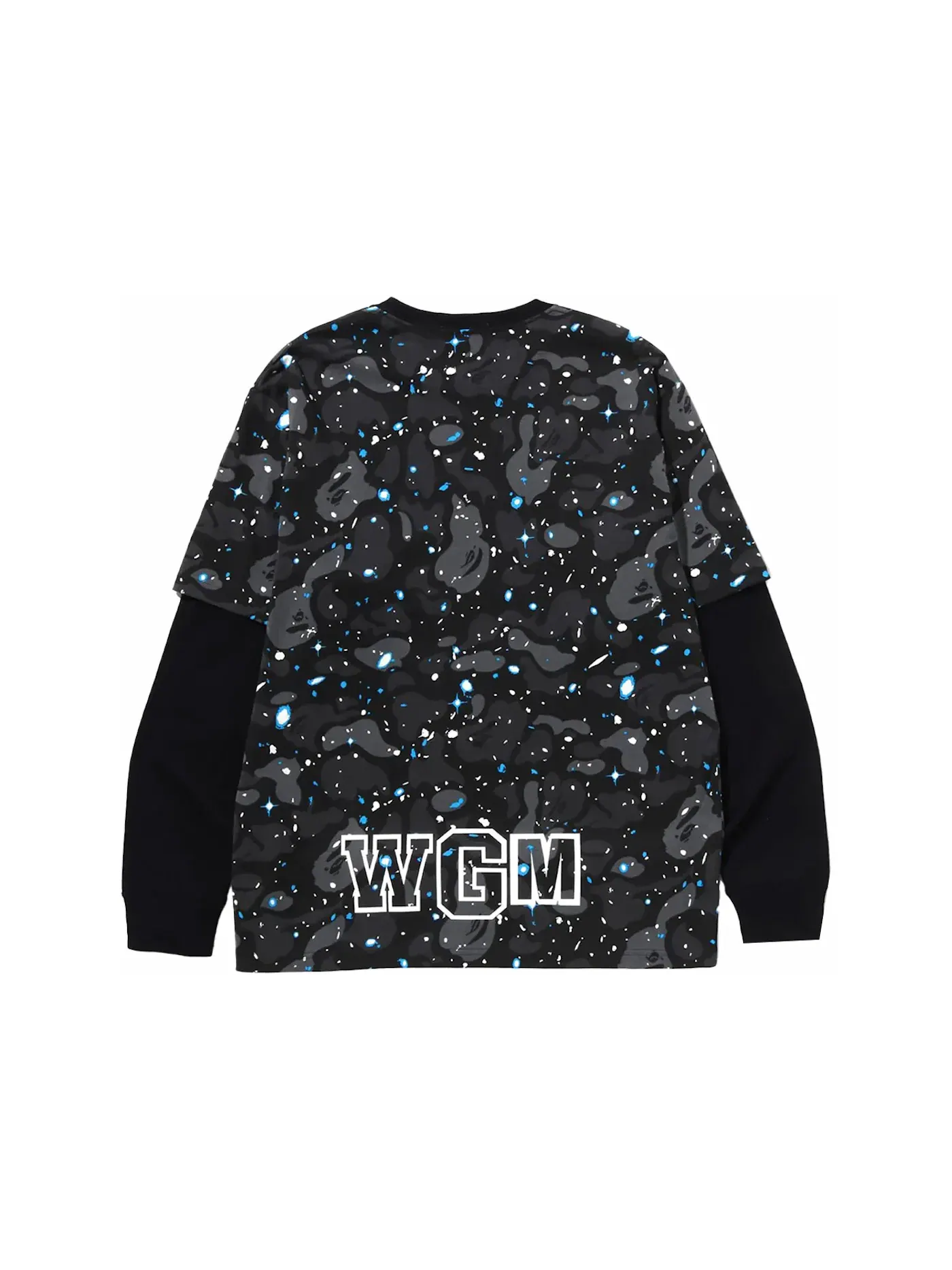 Мужская футболка с принтом BAPE Space Camo Shark Layered Long Sleeve Tee BAPE — изображение 2 из 3, черный