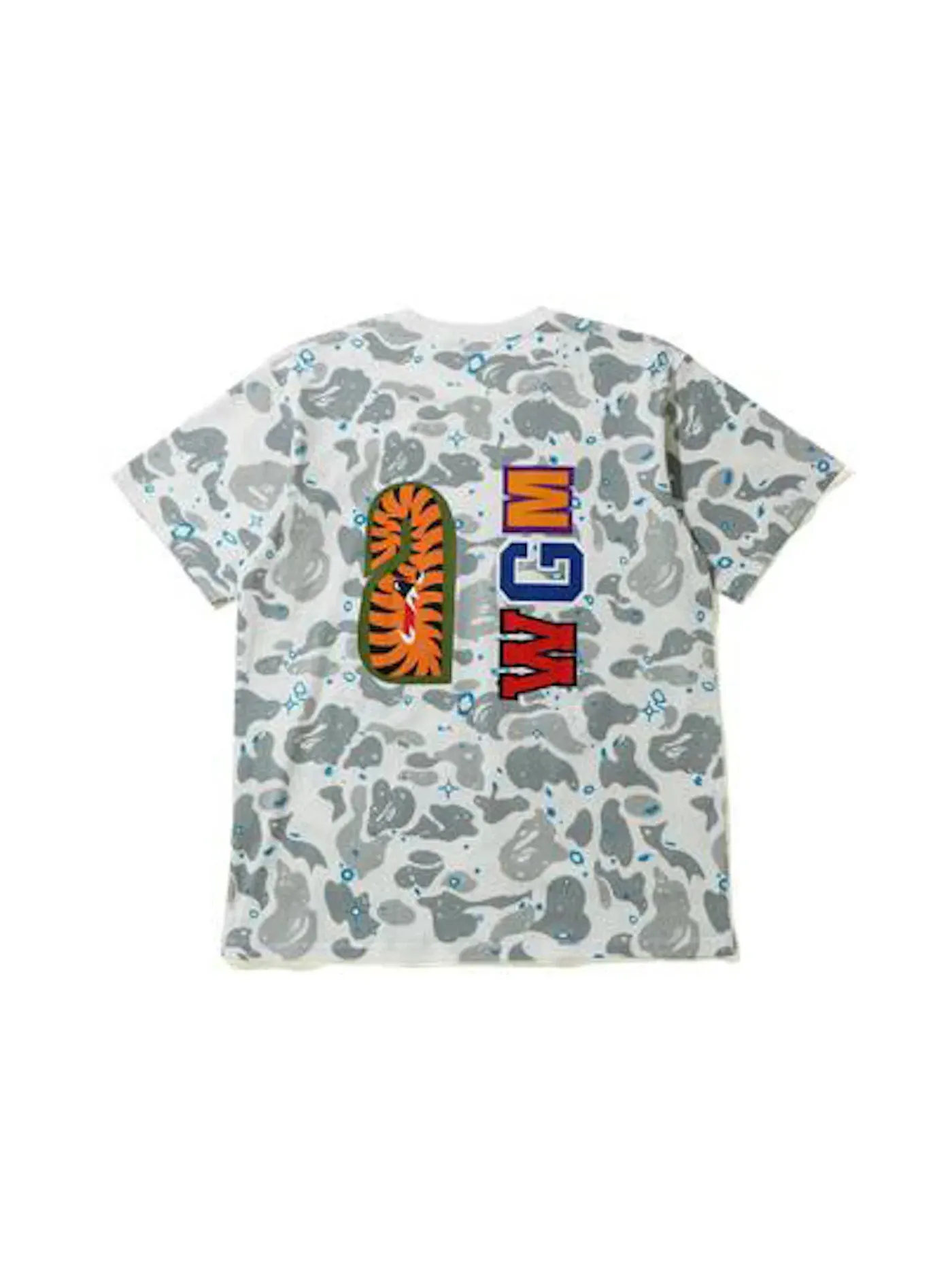 Мужская футболка с принтом BAPE Space Camo Shark Tee — изображение 2 из 2, белый мульти