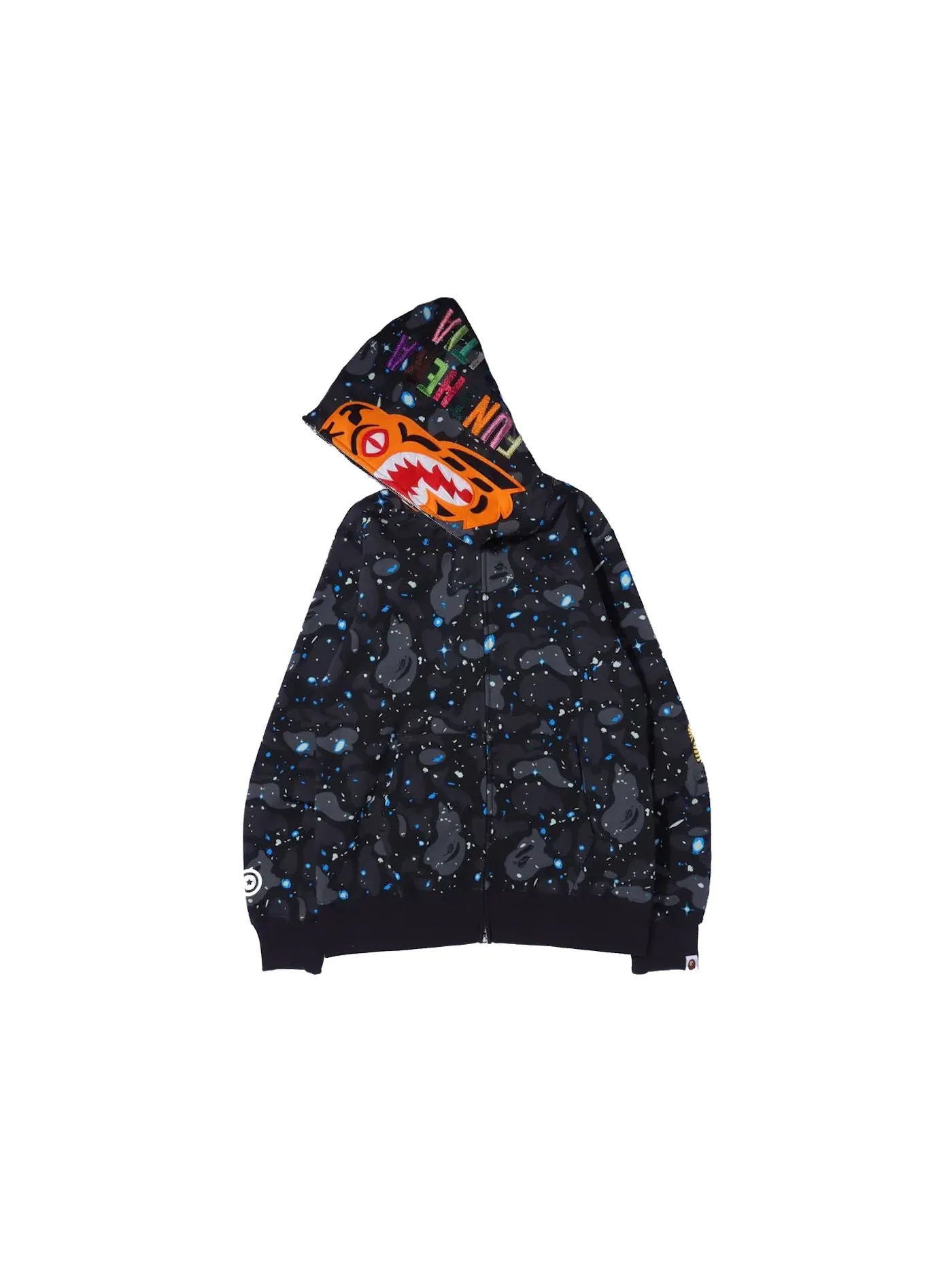 Мужская худи с принтом BAPE Space Camo Tiger Full Zip BAPE — изображение 2 из 3, черный