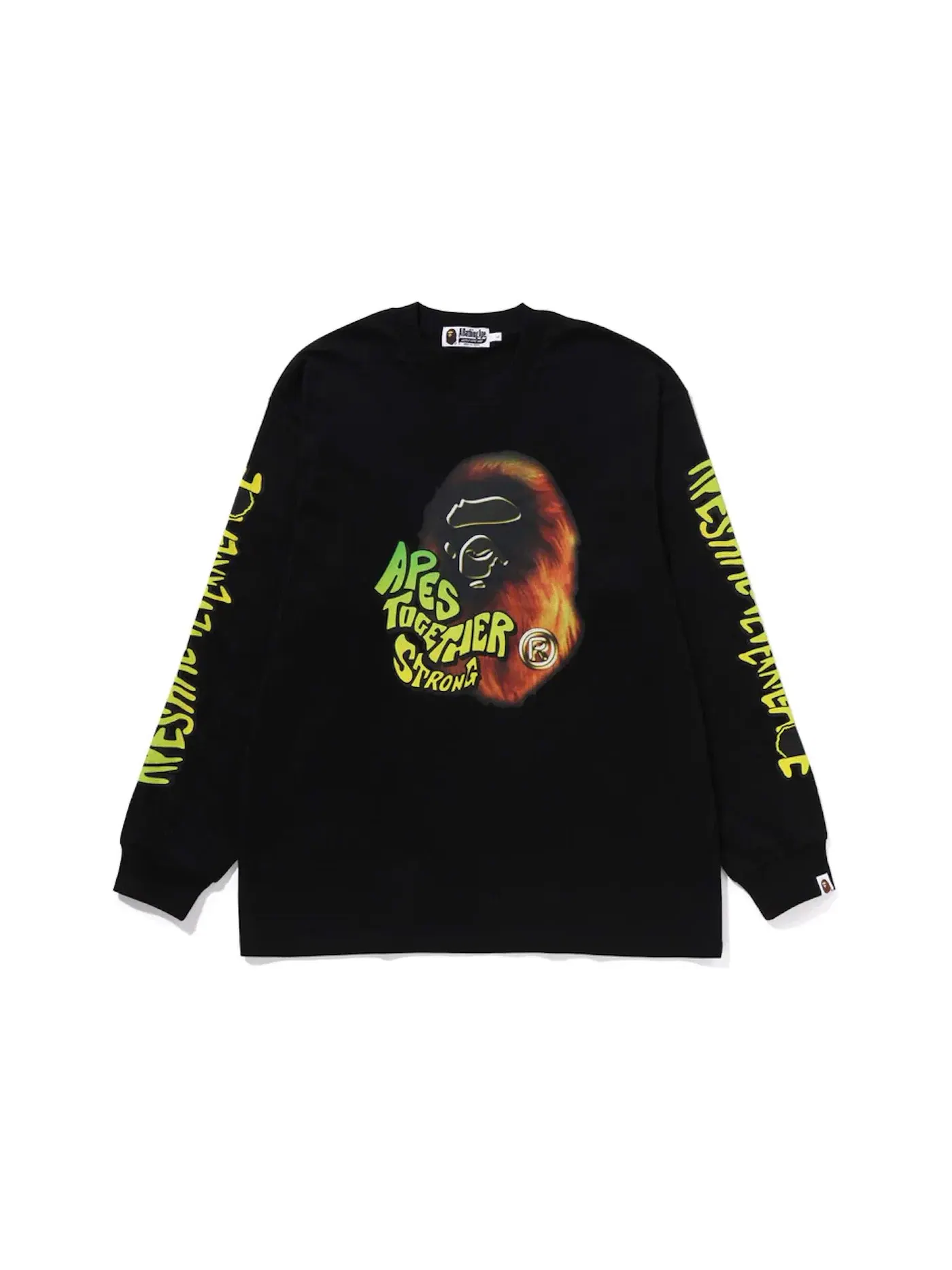 Мужская футболка с длинным рукавом с принтом BAPE Tee — изображение 1 из 2, черный