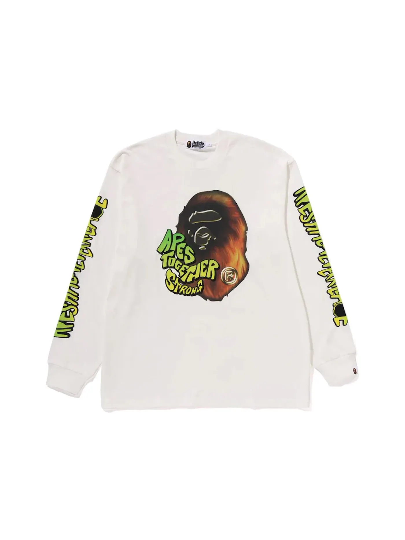 Мужская футболка с длинным рукавом с принтом BAPE Tee — изображение 1 из 2, белый