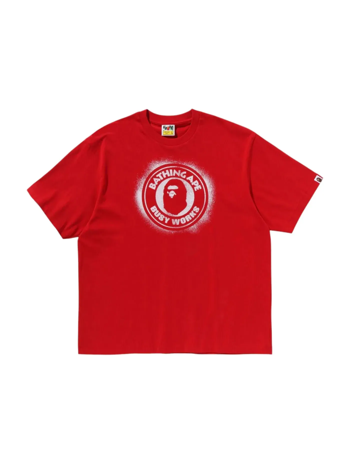 Мужская футболка с принтом BAPE Spray Print Busy Works Relaxed Fit Tee — изображение 1 из 1, красный