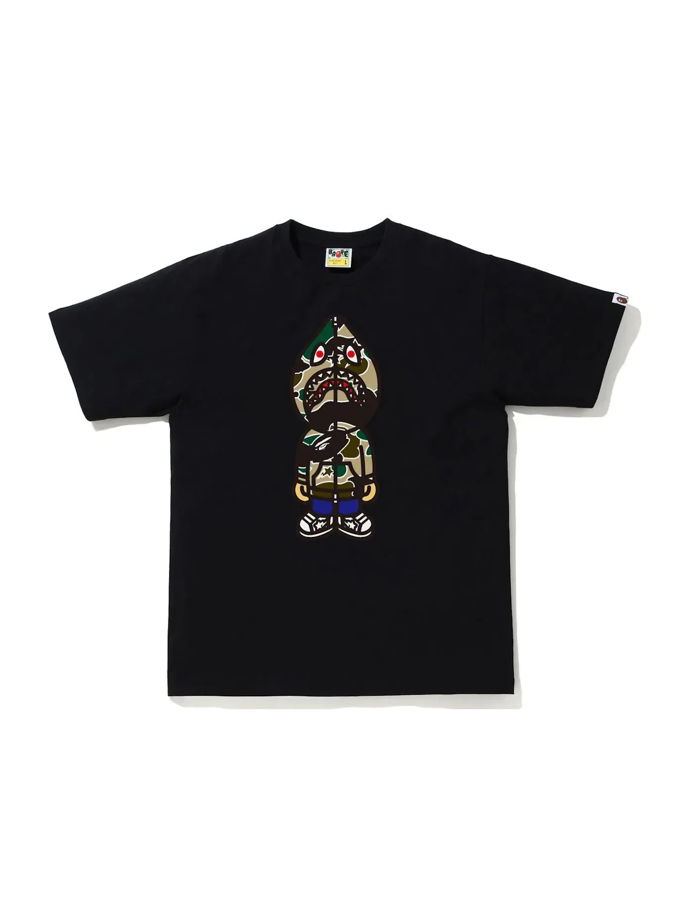 Мужская футболка с принтом BAPE Sta Camo Classic Milo Shark Tee BAPE — изображение 1 из 1, черный желтый