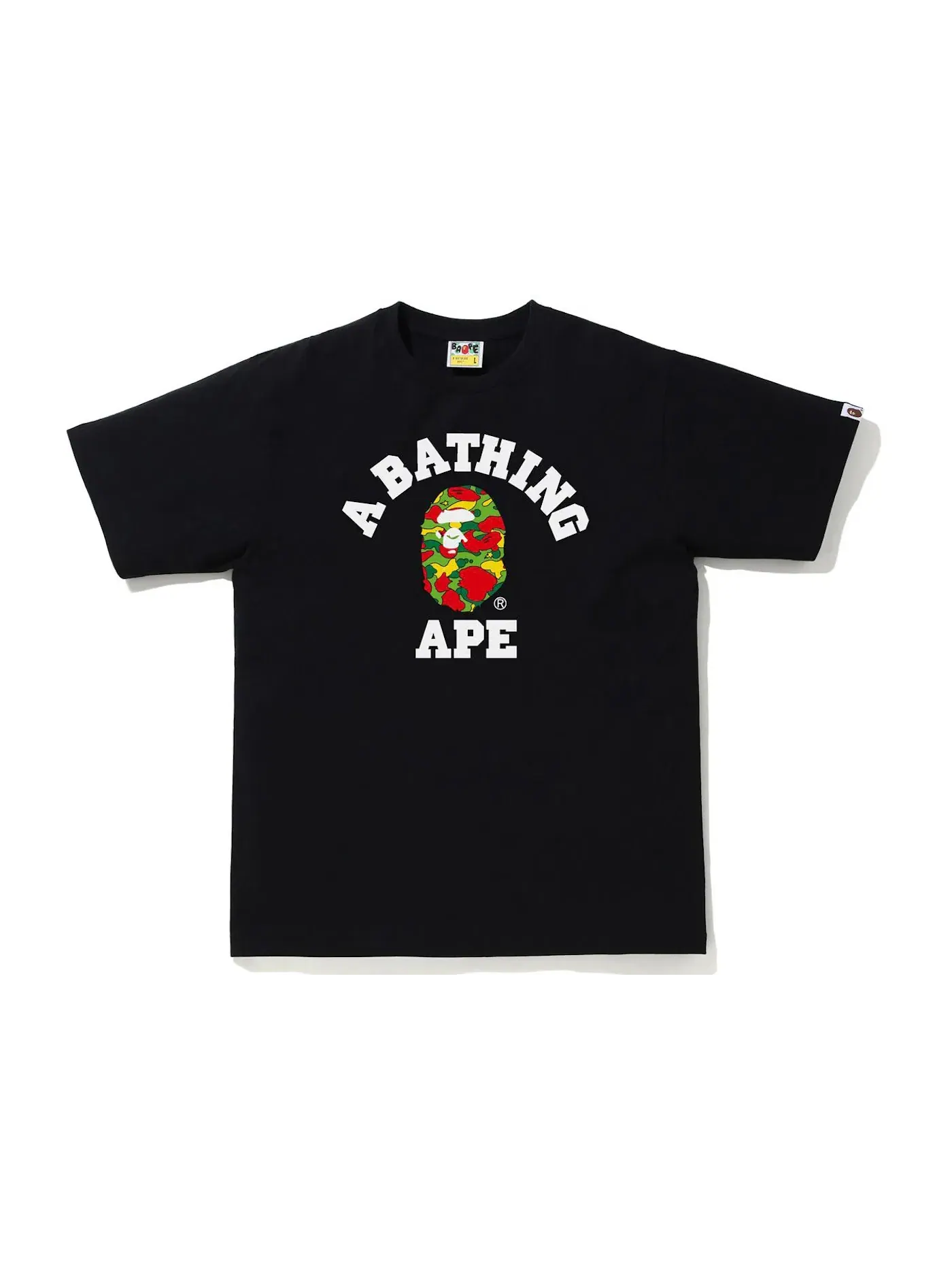 Мужская футболка с принтом BAPE Sta Camo College Tee BAPE — изображение 1 из 1, черный/мульти