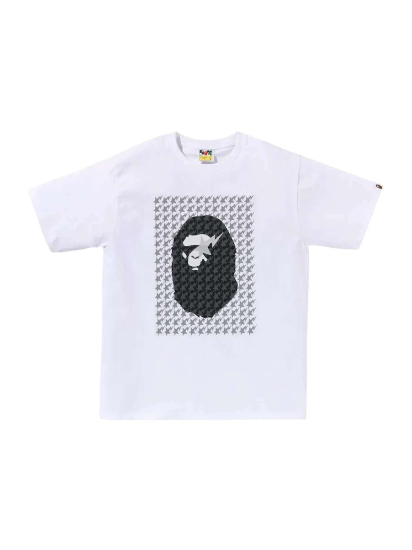 Мужская футболка с принтом BAPE Sta Houndstooth Ape Head Tee BAPE — изображение 1 из 1, белый/черный