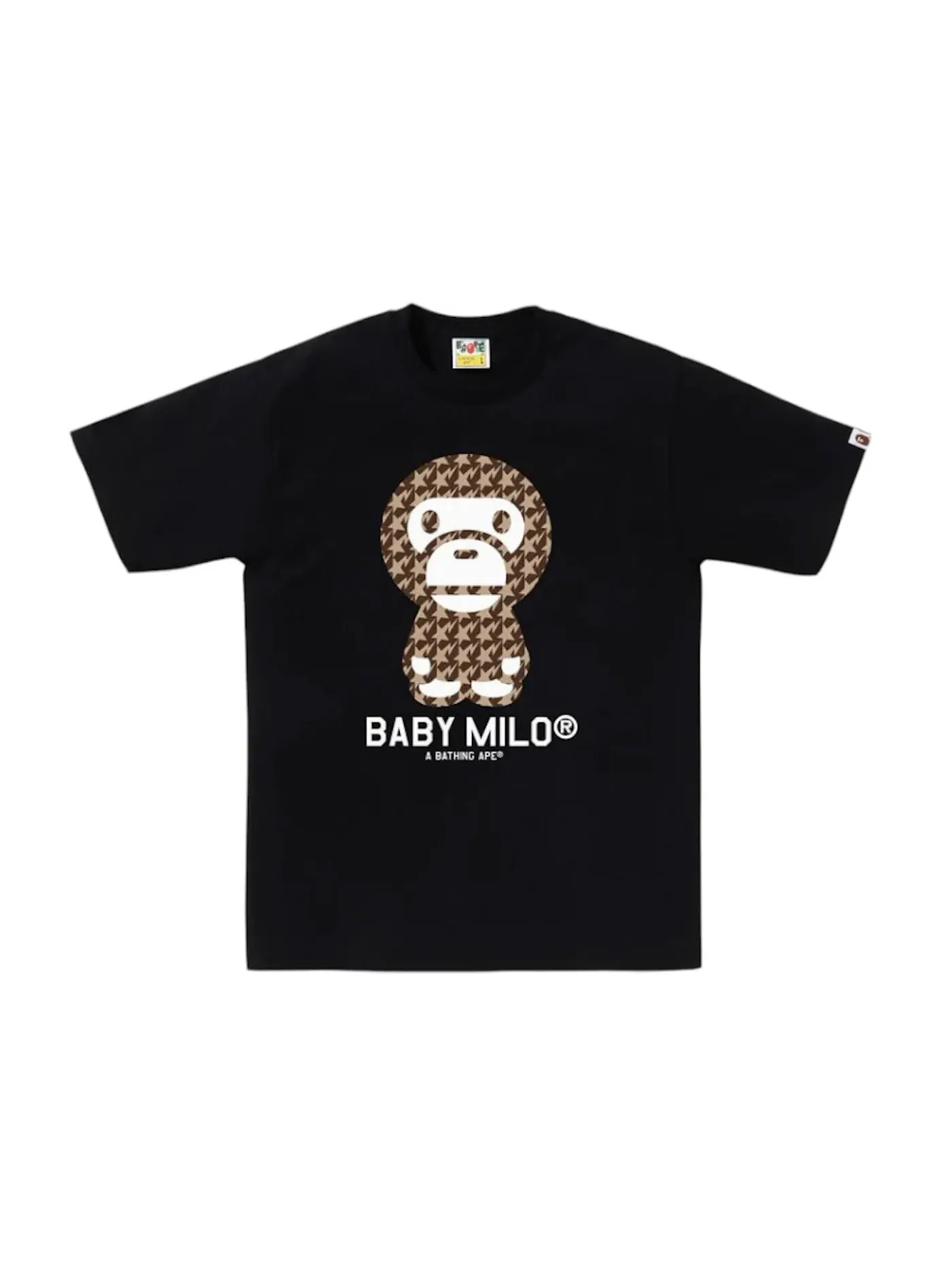 Мужская футболка с принтом BAPE Sta Houndstooth Baby Milo Tee BAPE — изображение 1 из 1, черный/коричневый
