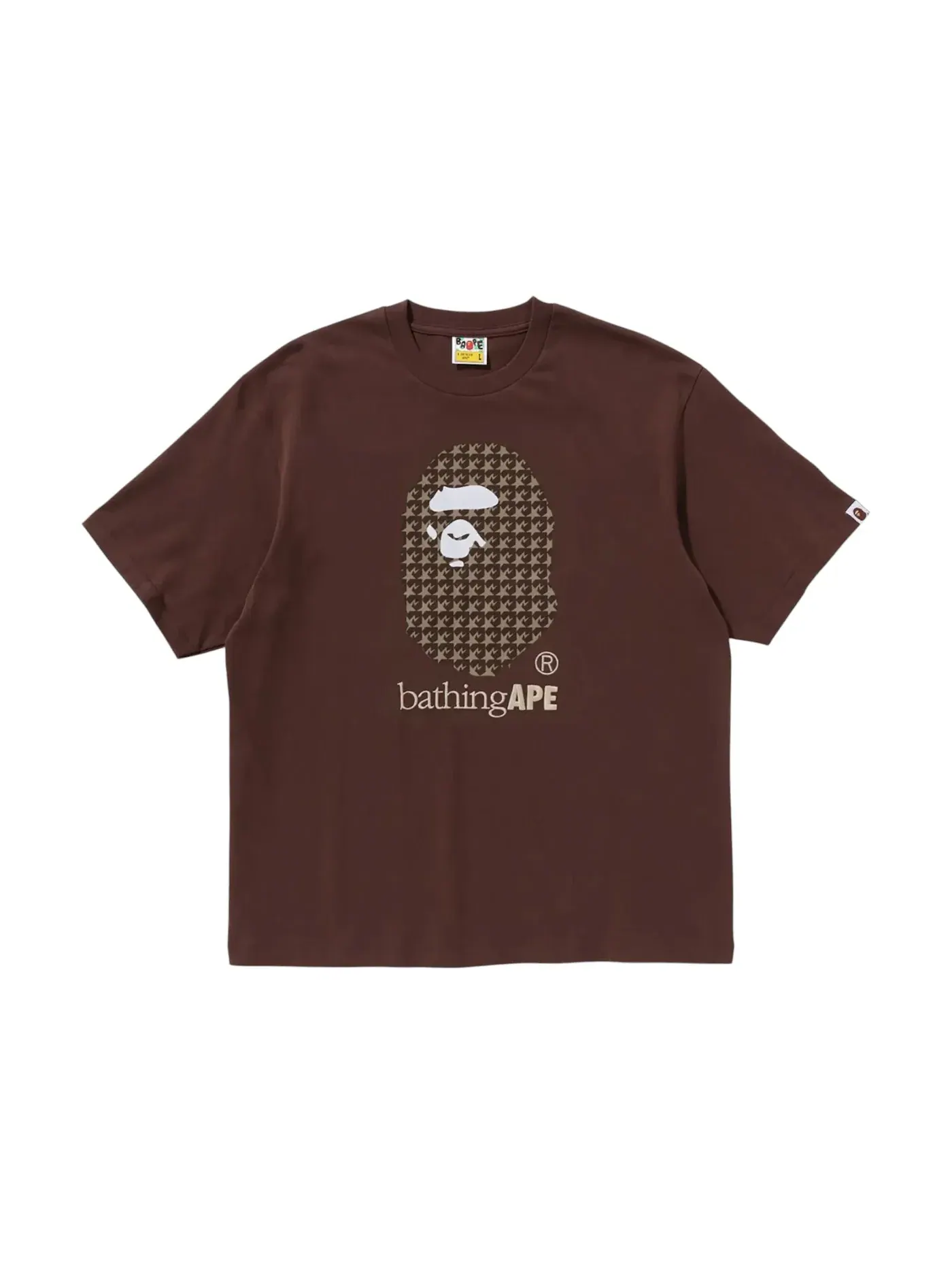 Мужская футболка свободного кроя BAPE Sta Houndstooth By Bathing Ape Relaxed Fit Tee BAPE — изображение 1 из 2, коричневый