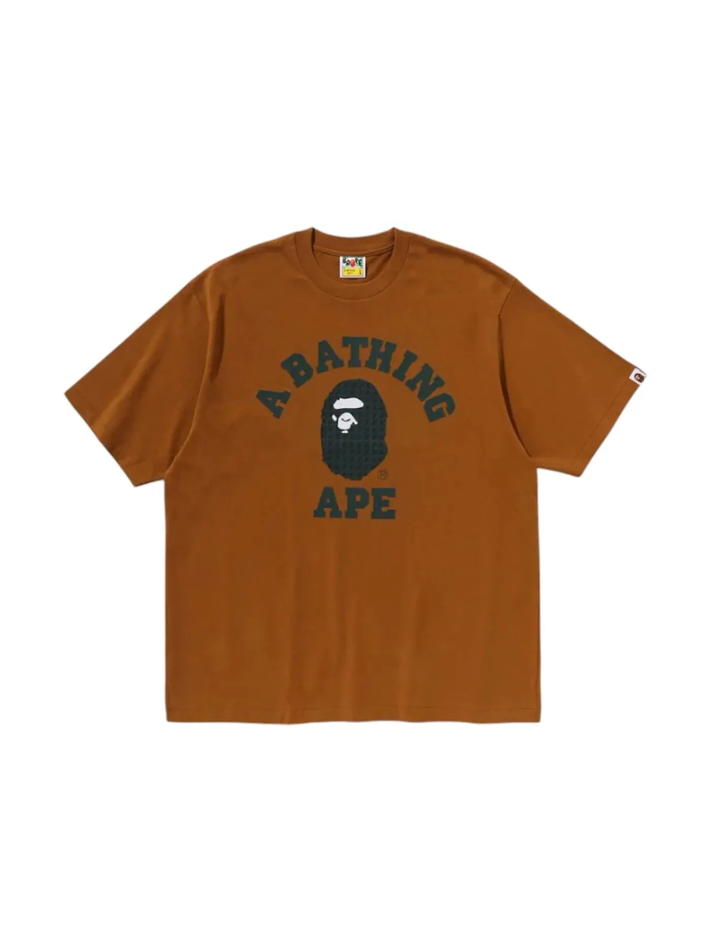 Мужская футболка свободного кроя с принтом BAPE Sta Houndstooth College Relaxed Fit Tee BAPE — изображение 1 из 1, коричневый