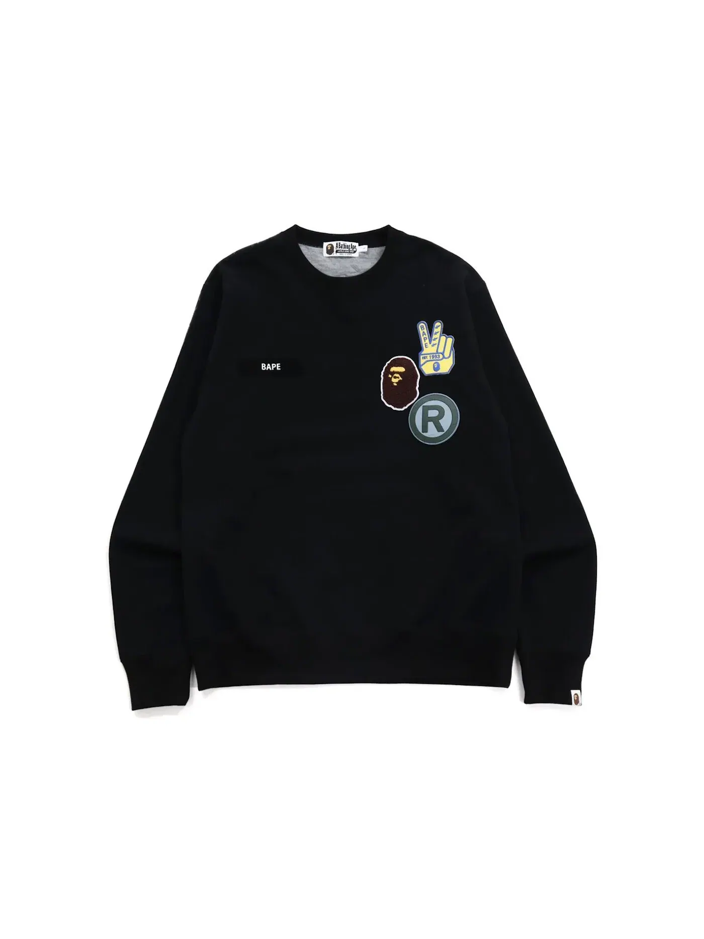 Мужской свитшот BAPE Sta Jacquard Relaxed Fit Crewneck Black — изображение 1 из 2, черный