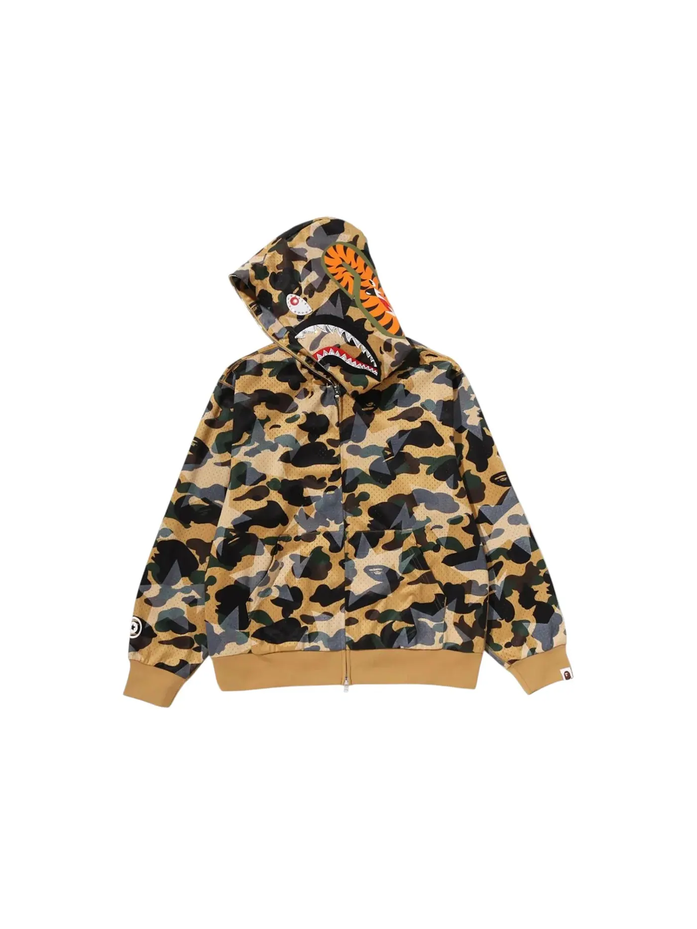 Мужская худи с принтом BAPE Sta Over Print 1st Camo Mesh Shark Cropped Fit Full Zip BAPE — изображение 2 из 2, желтый