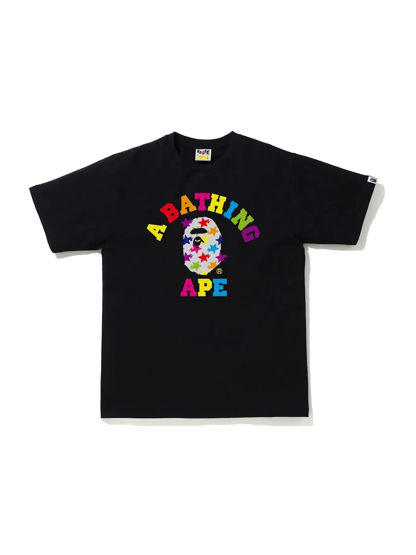 Мужская футболка с принтом BAPE Sta Pattern College Tee BAPE — изображение 1 из 1, черный