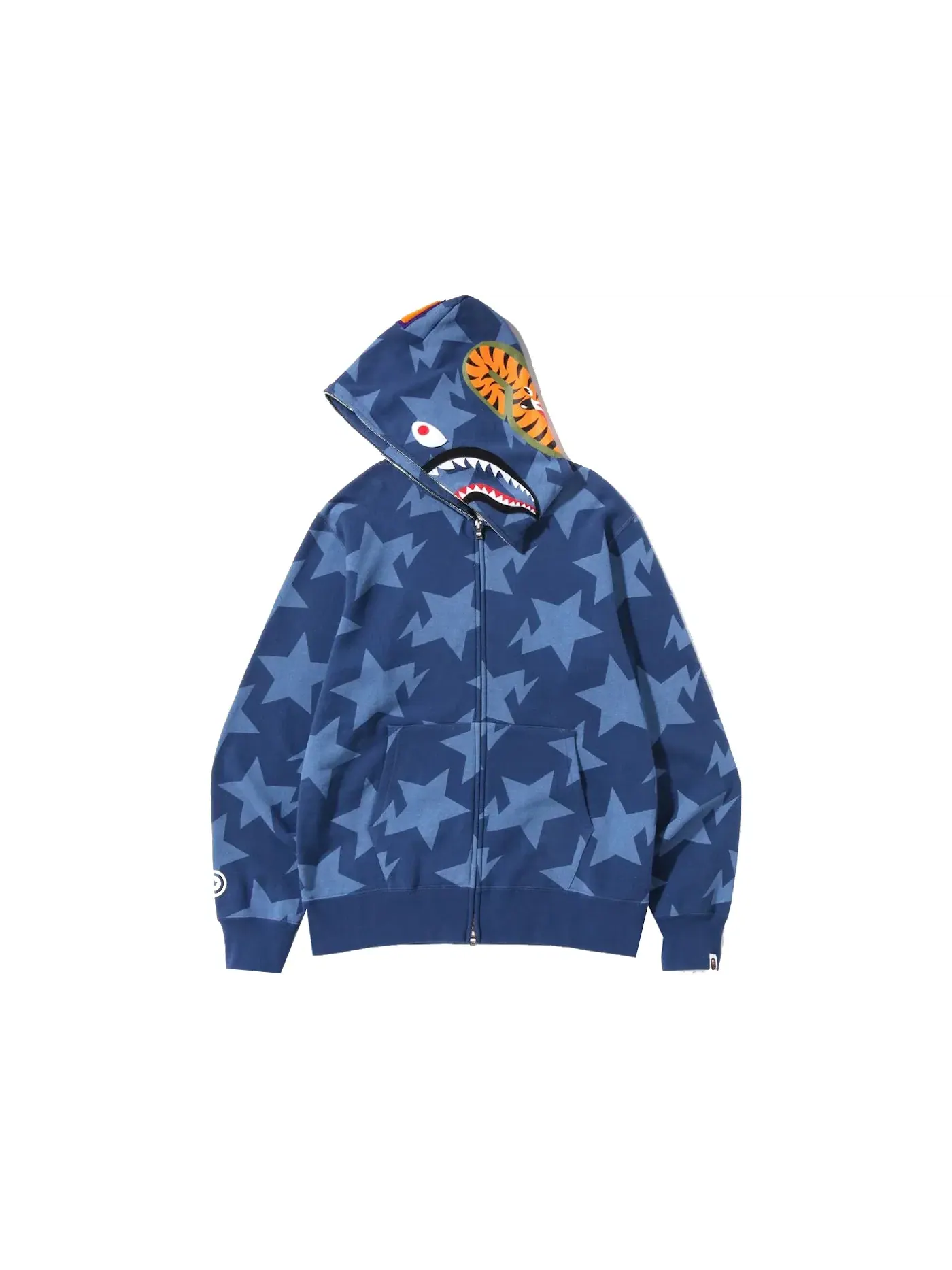 Мужская худи с принтом BAPE Sta Pattern Shark Full Zip BAPE — изображение 2 из 2, синий