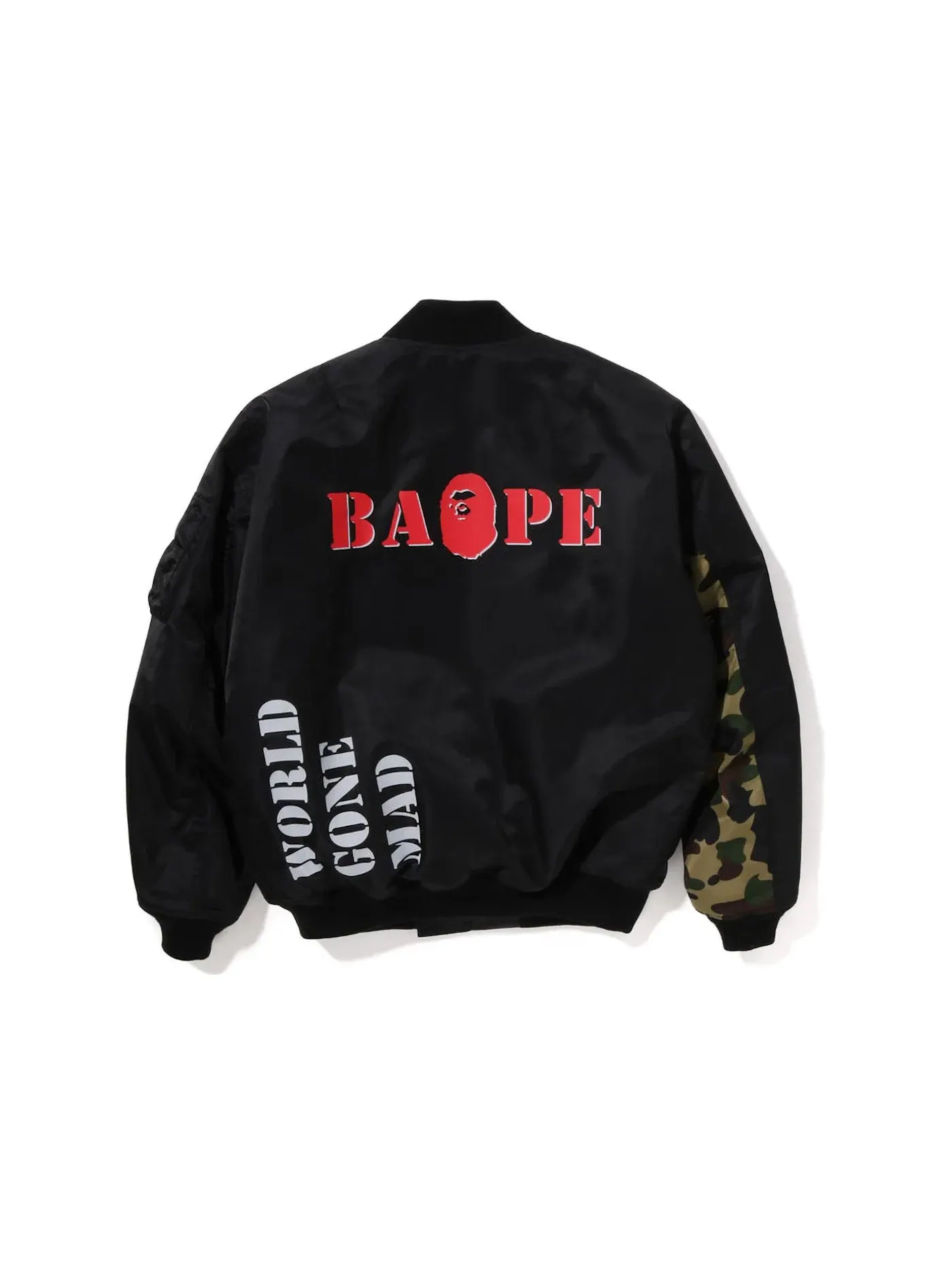 Мужская куртка-бомбер свободного кроя BAPE Stencil — изображение 2 из 3, черный