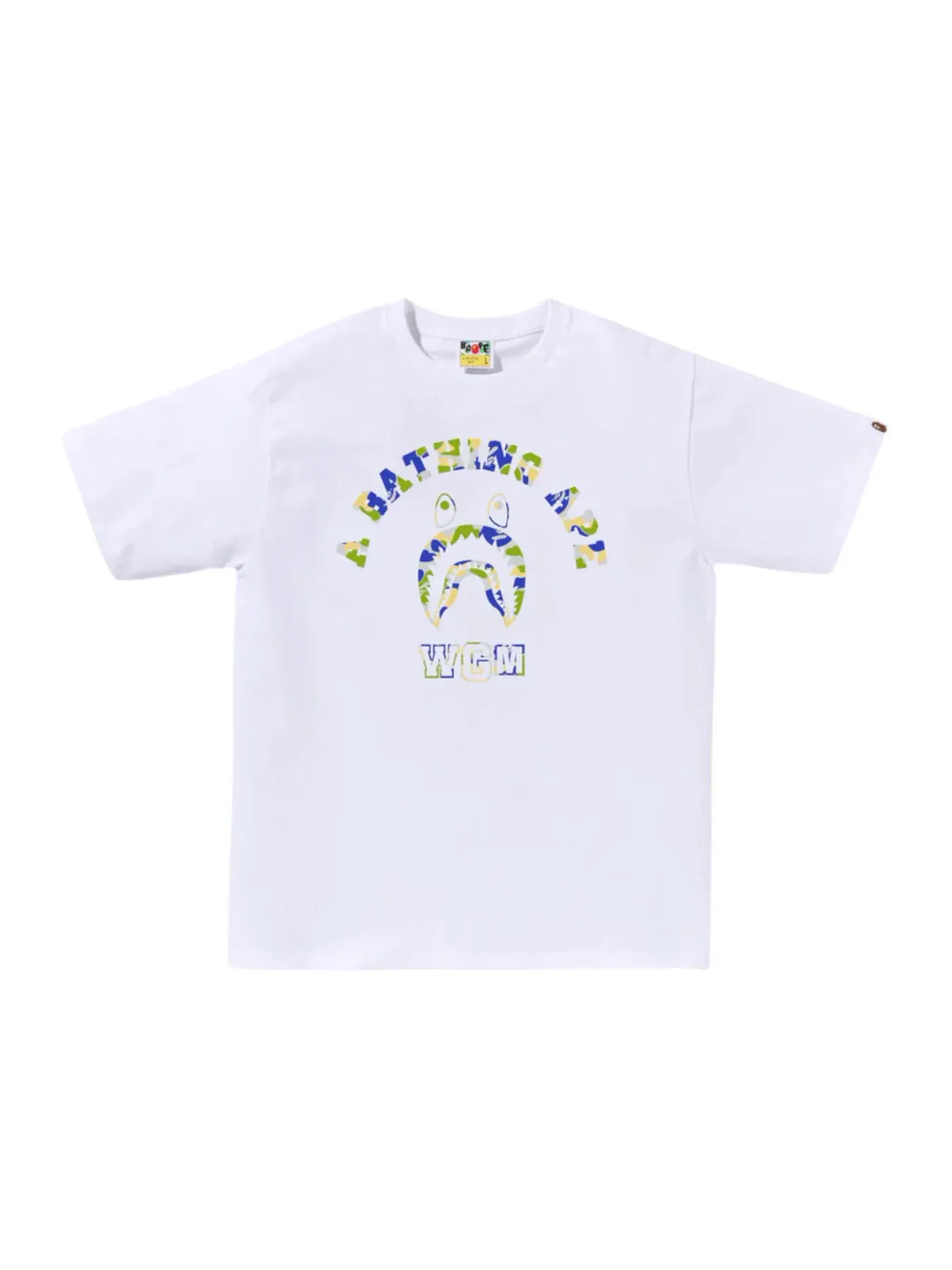 Мужская футболка с принтом BAPE Store New Jersey Shark College Tee White