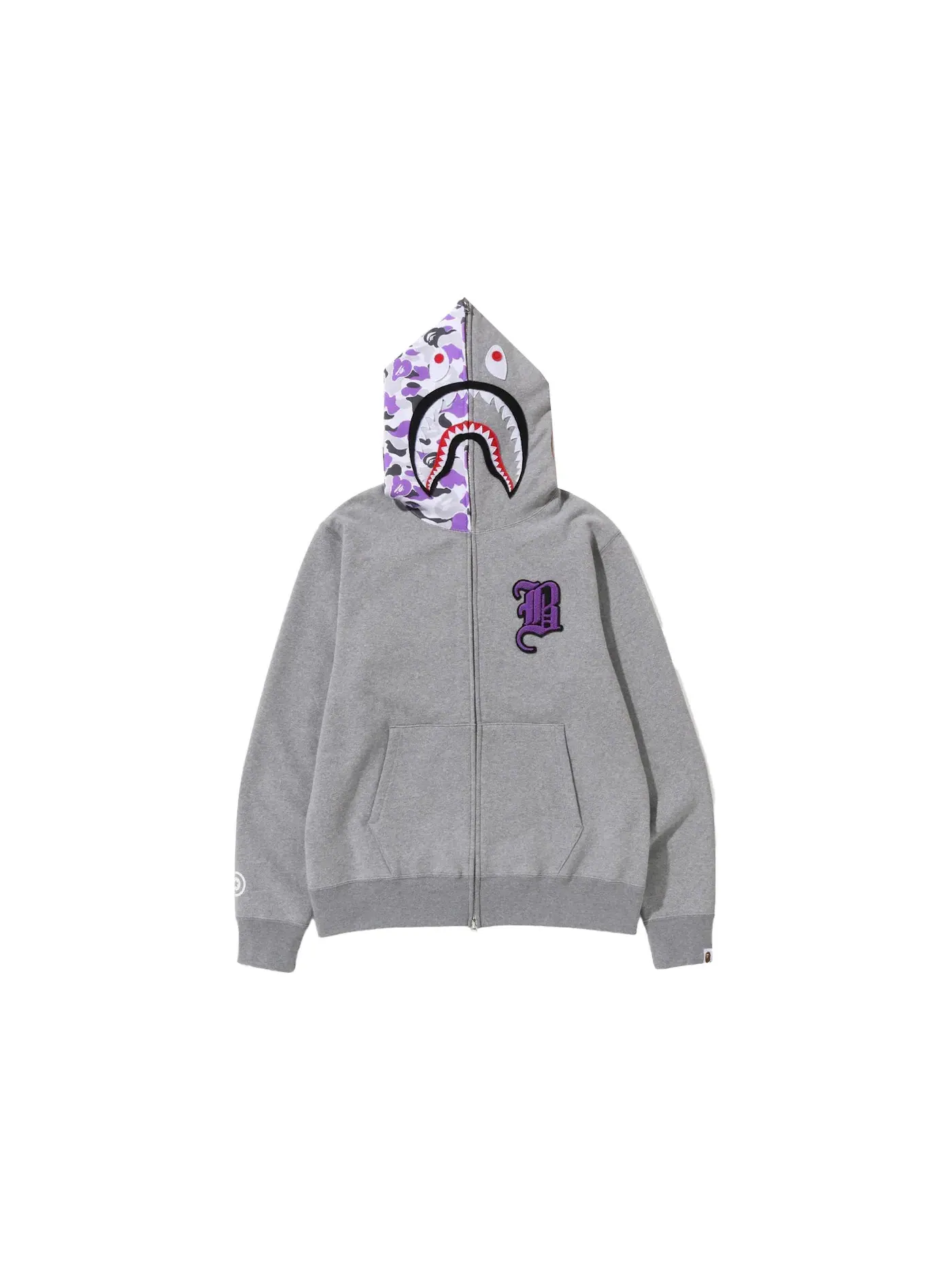 Мужская худи с полной застежкой-молнией с принтом Shark BAPE